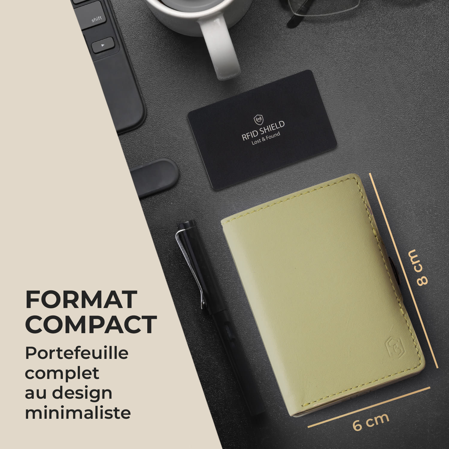 ZNAP Slim Wallet 12 Cartes pochette à monnaie 8,9 x 1,8 x 6,3 cm (LxHxP)  Protection RFID Standard | Mousse