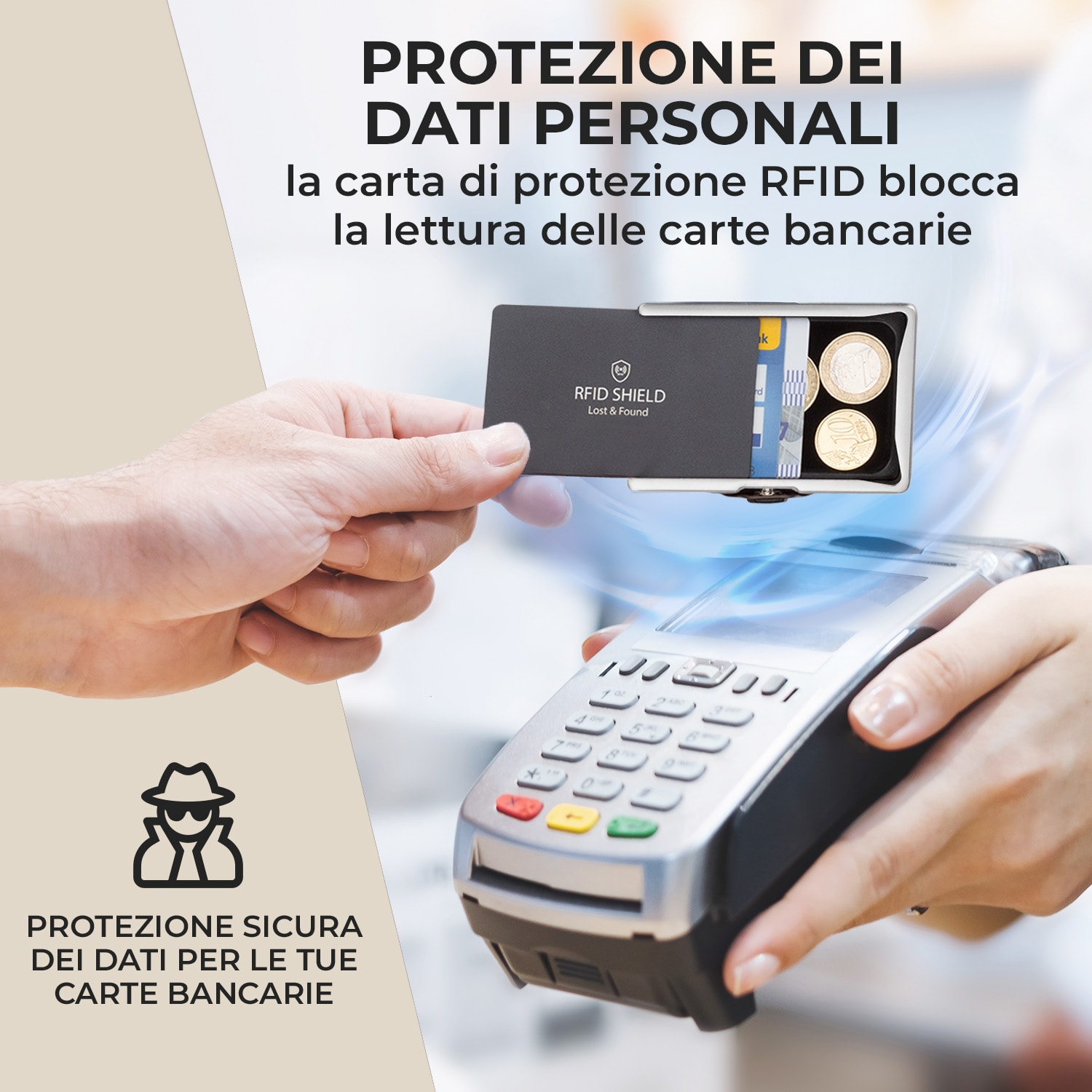 ZNAP Slim Wallet 12 - Portafoglio, 12 carte, portamonete, 8,9 x 1,8 x 6,3 cm (LxHxP)  Protezione RFID Standard | Muschio