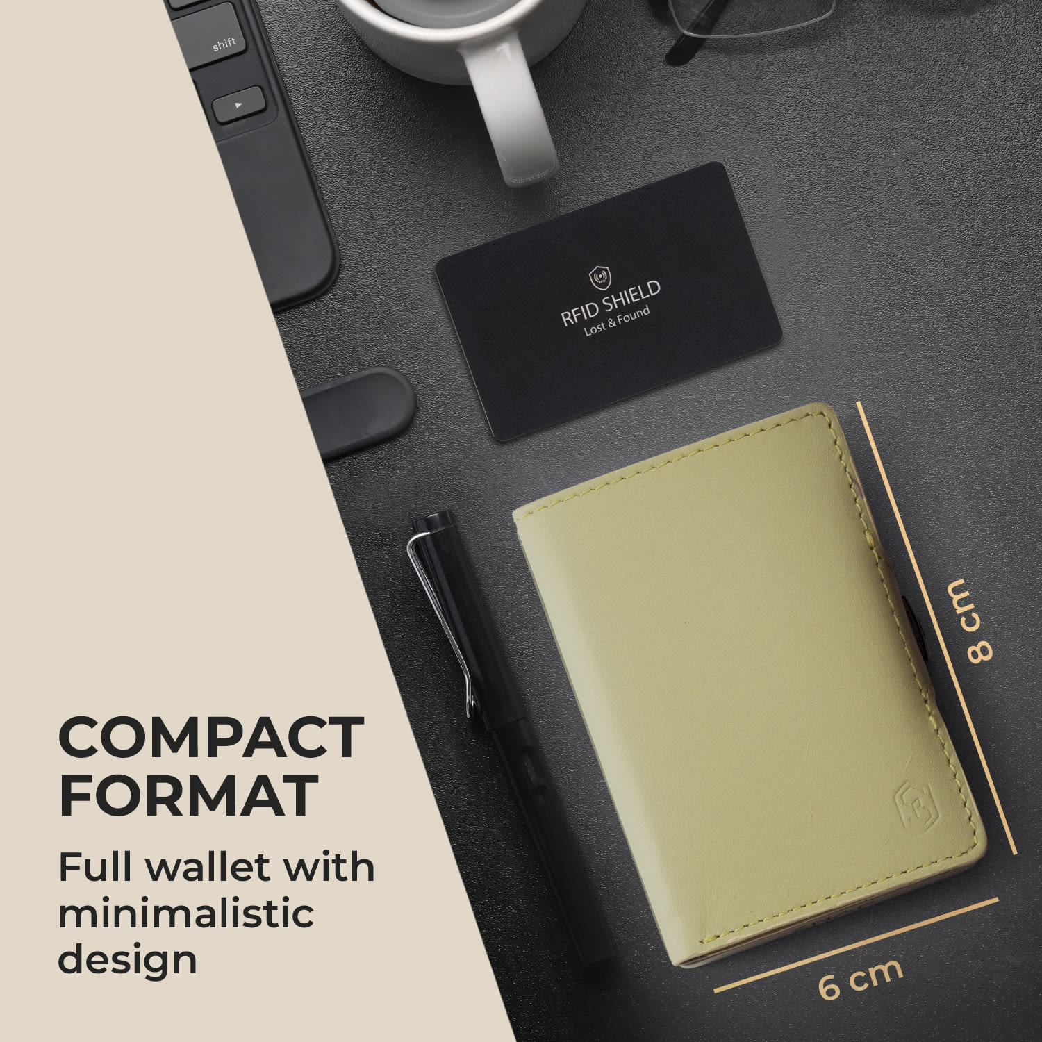 ZNAP Slim Wallet 12 pasjes muntvak 8,9 x 1,8 x 6,3 cm (BxHxD)  RFID bescherming Standard | Mos