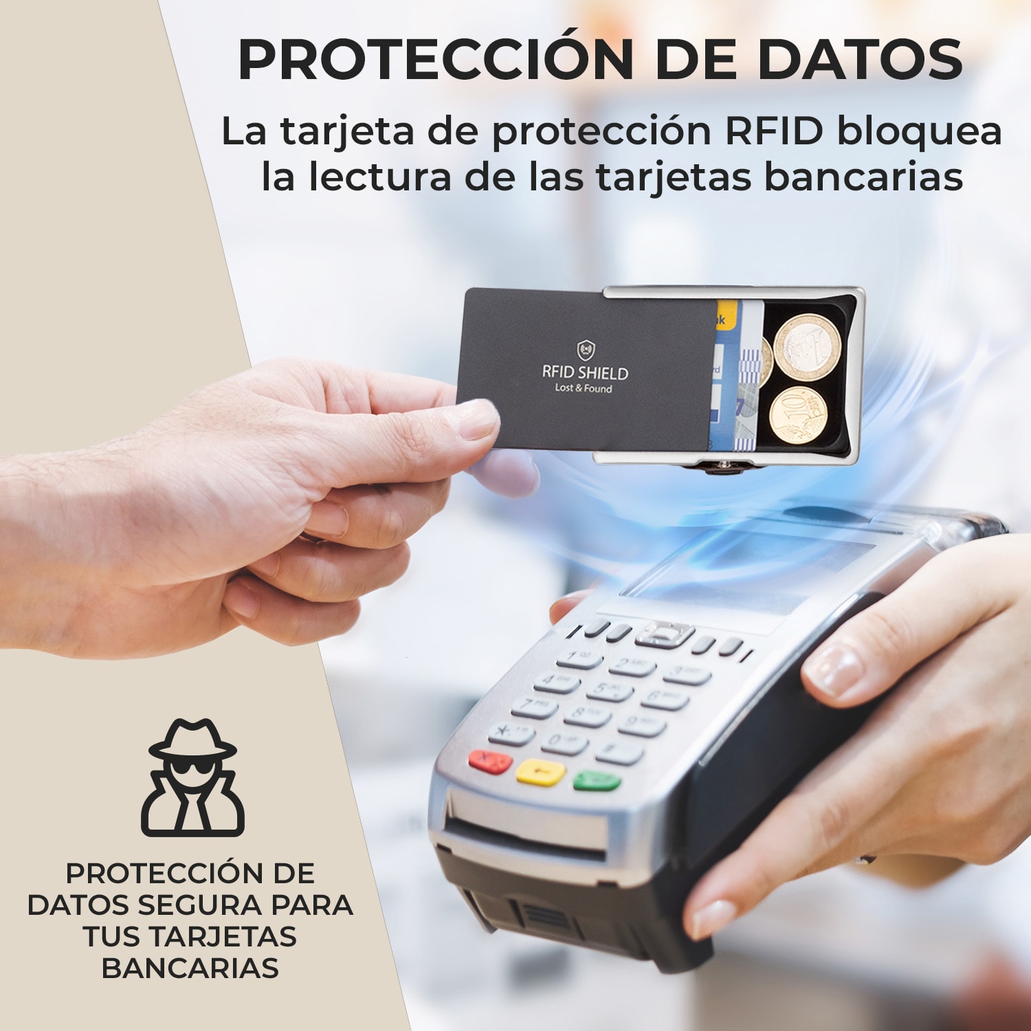 ZNAP Slim Wallet 8 billetera delgada 8 tarjetas y compartimento para monedas 8,9 x 1,5 x 6,3 cm (ancho x grueso x largo) Protección RFID Standard | Musgo