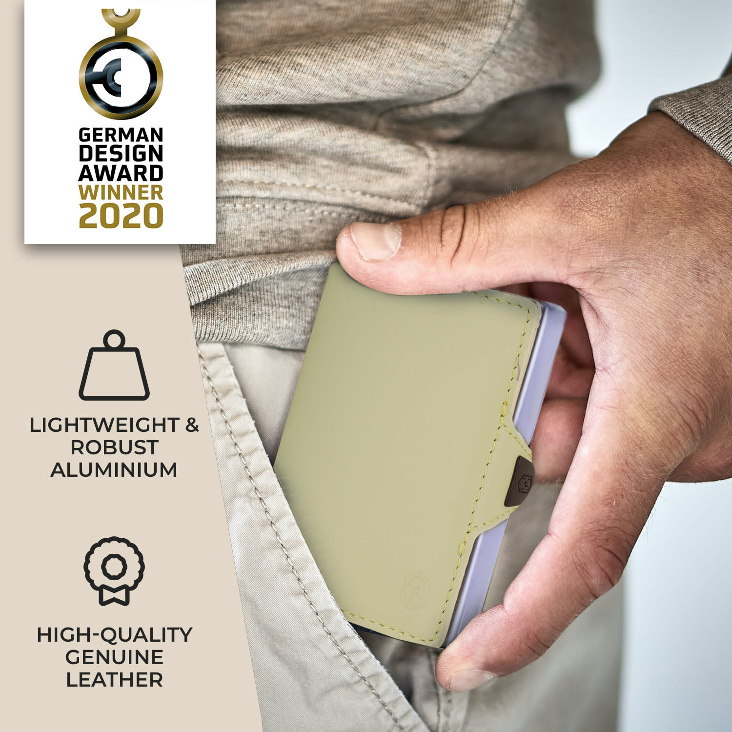 ZNAP, vékony pénztárca, 8 kártya, érmetartó, 8,9 x 1,5 x 6,3 cm (SZ x M x M), RFID védelem Standard | Moha