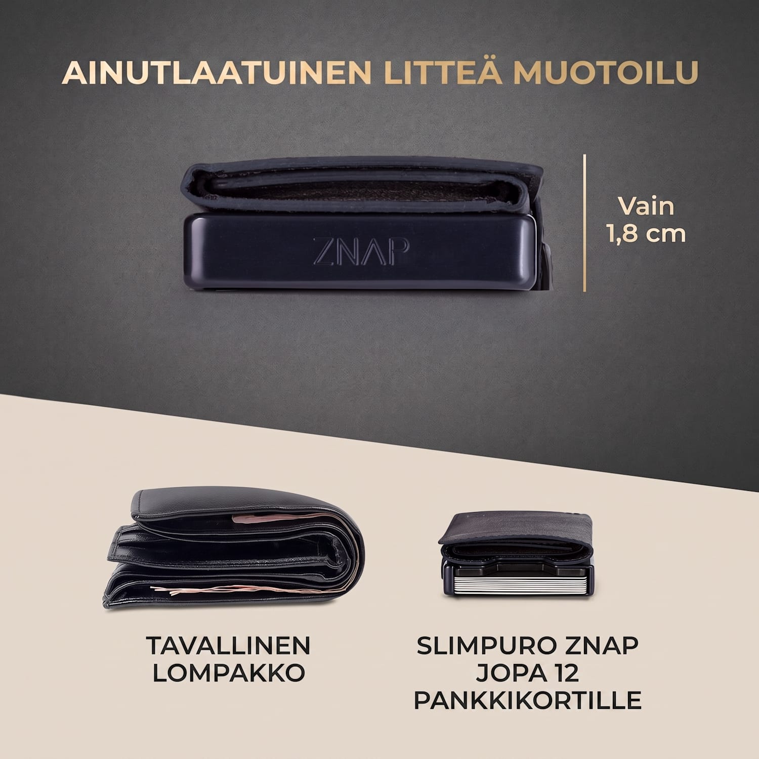 ZNAP Slim lompakko 12 kortille kolikkotasku 8,9 x 1,8 x 6,3 cm (leveys x korkeus x syvyys)  RFID-suoja jaettu | Sininen Valtameri