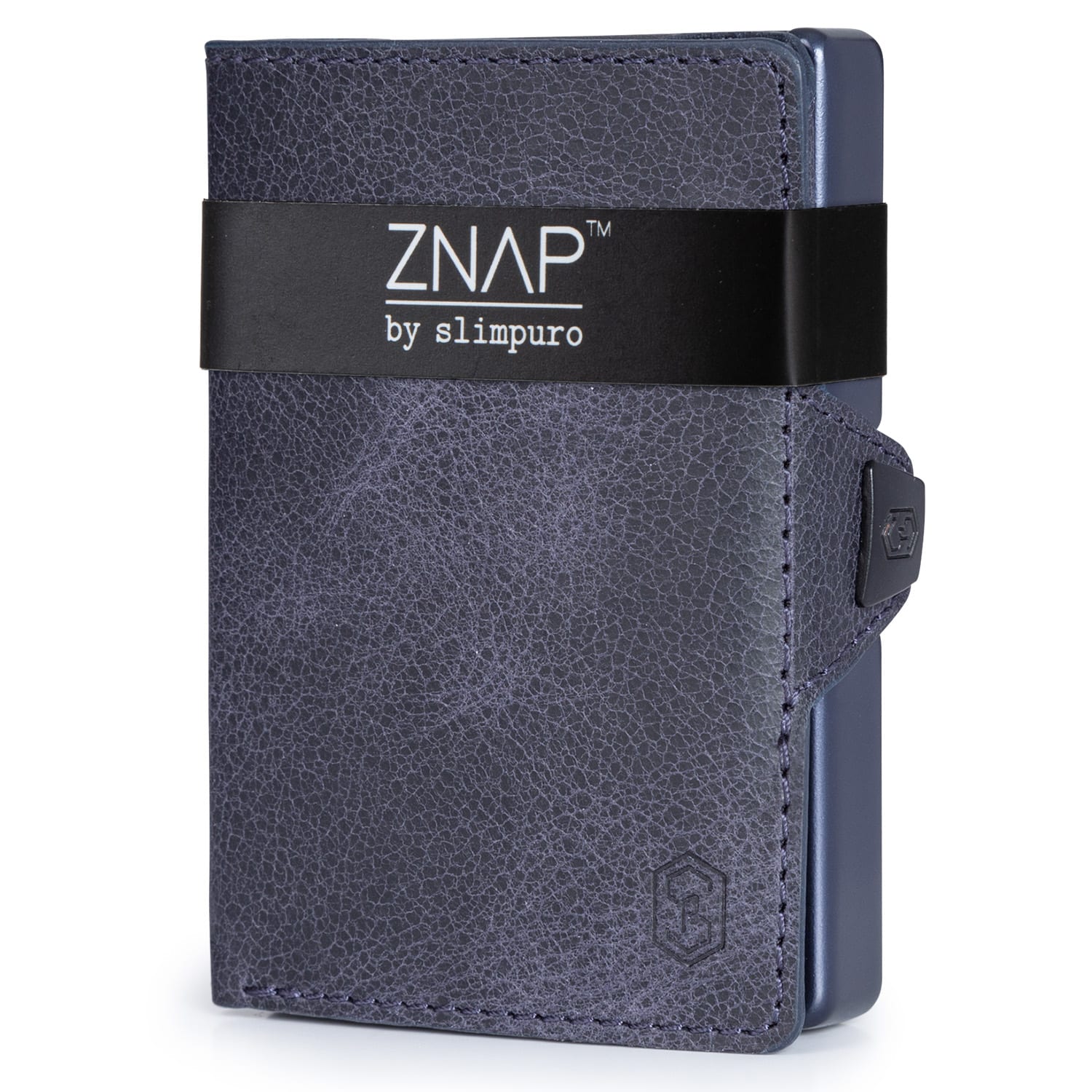 ZNAP Slim Wallet 8 billetera delgada 8 tarjetas y compartimento para monedas 8,9 x 1,5 x 6,3 cm (ancho x grueso x largo) Protección RFID grano | Azul Marino