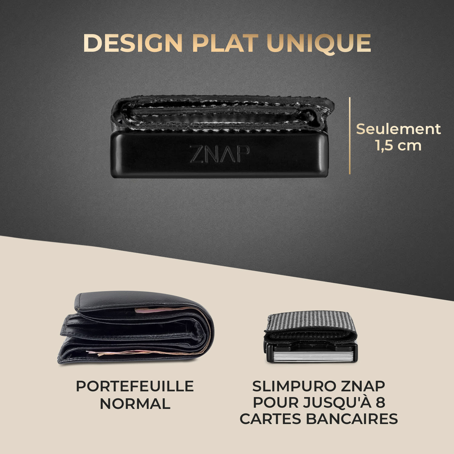 ZNAP Slim Wallet 8 bankpasjes 8x1,8x6cm RFID-beschermkaart Houndstooth | Zwart / Wit