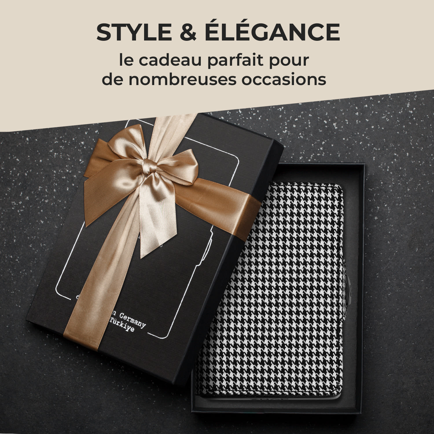 ZNAP Slim Wallet 8 bankpasjes 8x1,8x6cm RFID-beschermkaart Houndstooth | Zwart / Wit