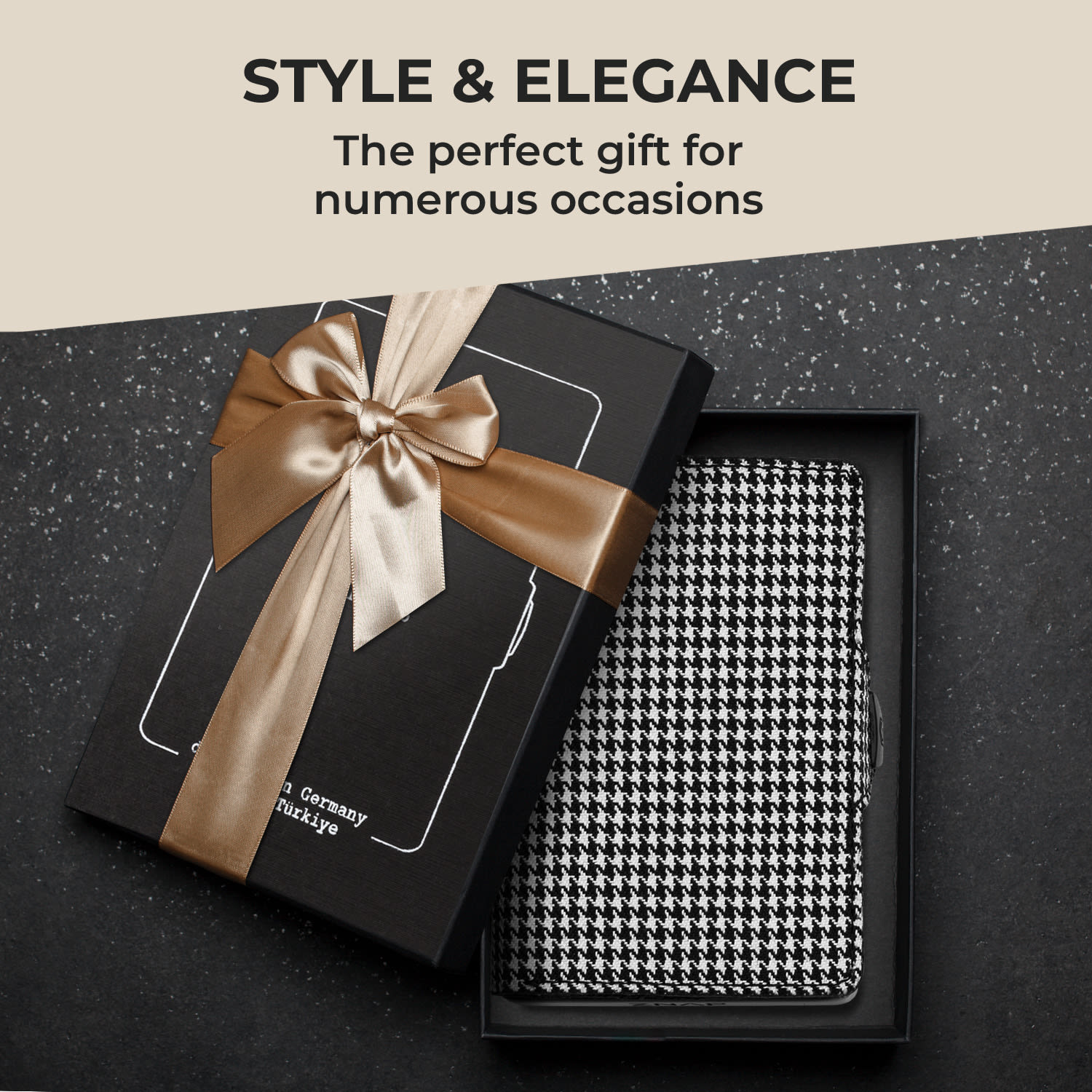 ZNAP Slim Wallet, 8 kariet, priehradka na mince, 8 x 1,5 x 6 cm (Š x V x H), ochrana RFID Houndstooth | Čierna / biela