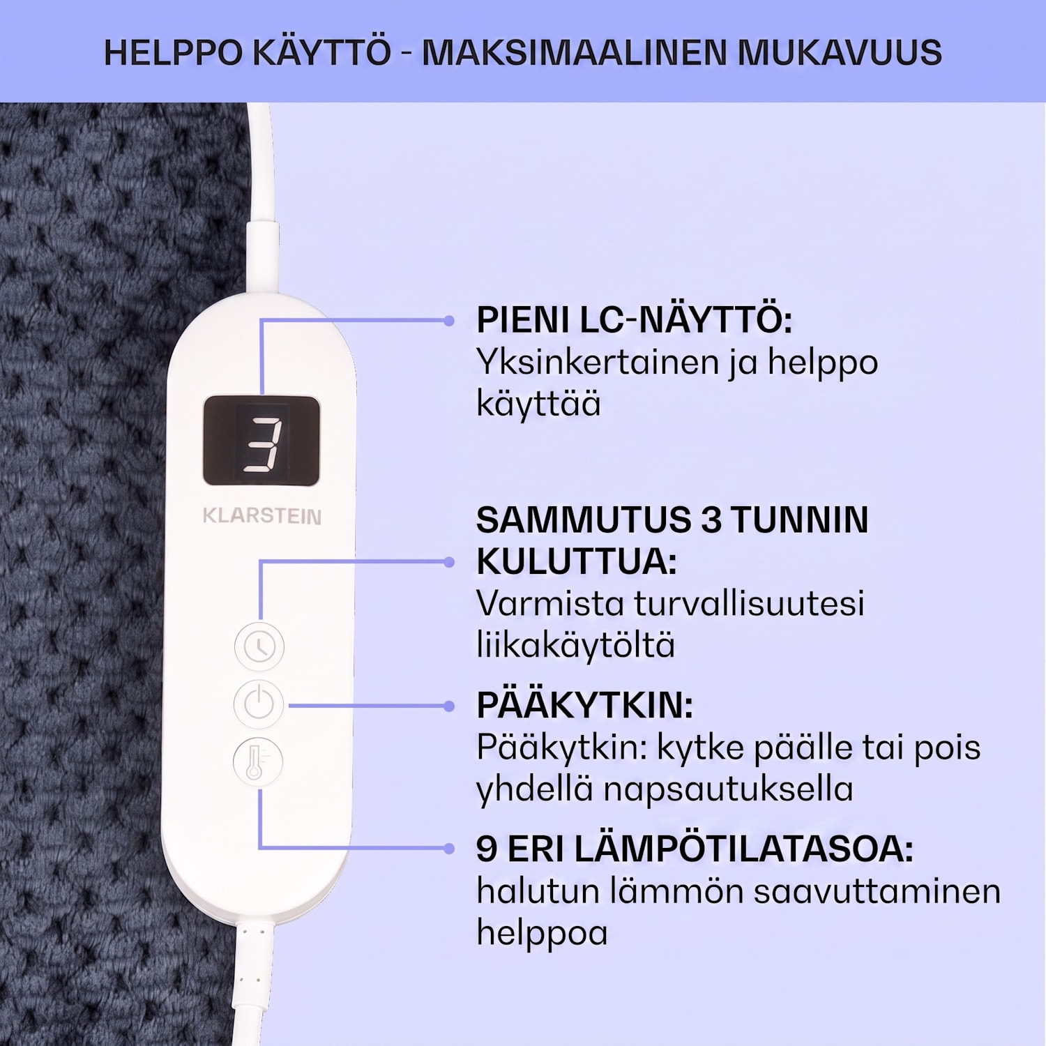 Dr. Watson Deluxe XL lämpöpeitto 160 W 9 lämpötilatasoa 180 x 130 cm XL | Antrasiitti