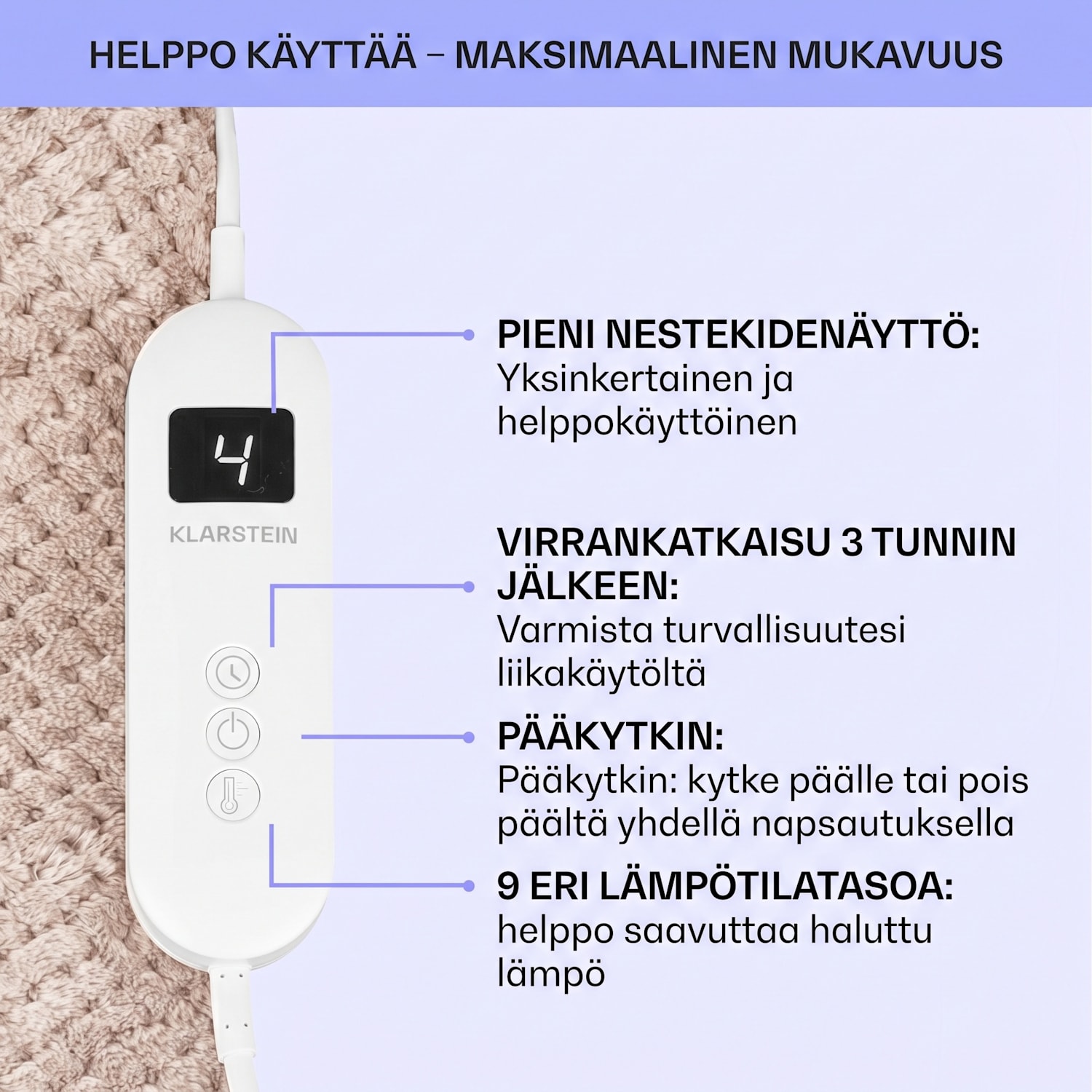 Dr. Watson Deluxe XL lämpöpeitto 160 W 9 lämpötilatasoa 180 x 130 cm XL | Hiekka