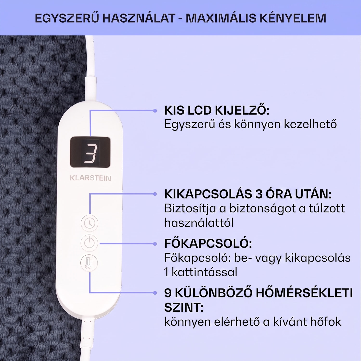DR Watson Deluxe XXL, elektromos takaró, 160 W, 9 fűtési fokozat, 200 x 180 cm XXL | Antracit