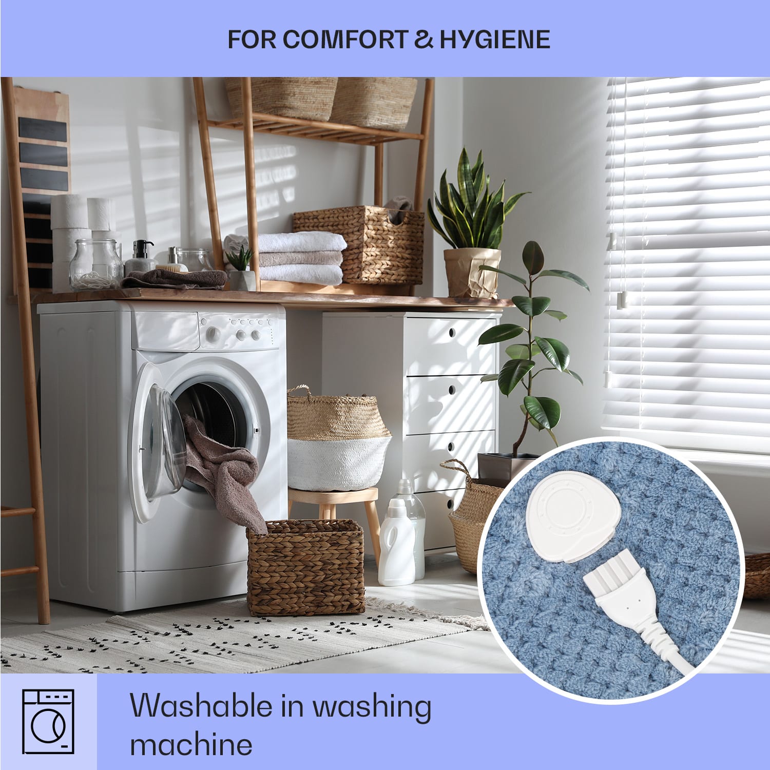 DR Watson Deluxe XXL, електрическо одеяло, 160 W, 9 степени на нагряване, 200 х 180 cm XXL | Синьо