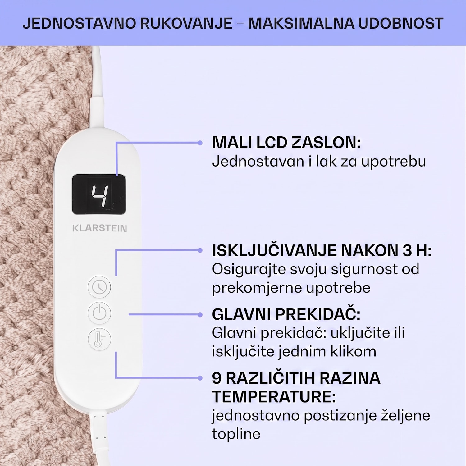 DR Watson Deluxe XXL, električna deka, 160 W, 9 stupnjeva grijanja, 200 x 180 cm XXL | Pijesak