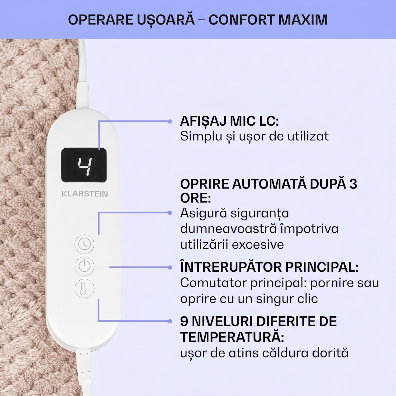 DR Watson Deluxe XL, pătură electrică, 160 W, 9 nivele de încălzire, 200 x 180 cm XXL | Nisip