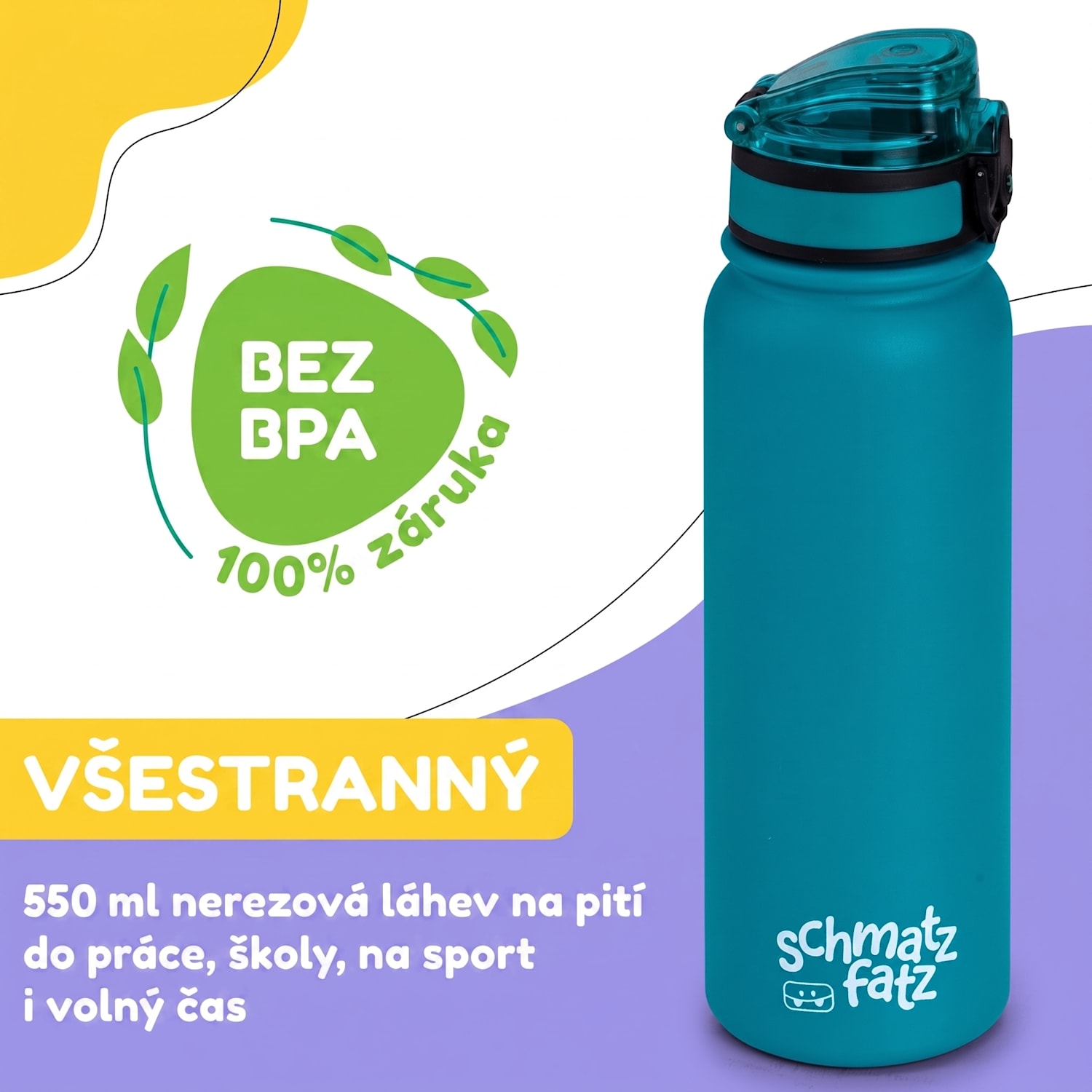 Wakaba termoska 550 ml z nerezové oceli Tritan bez BPA 550 ml | Benzín Modrá
