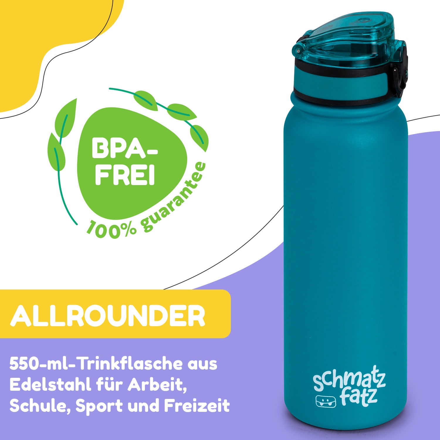 Bouteille thermos Wakaba 550 ml en acier inoxydable Tritan sans BPA 