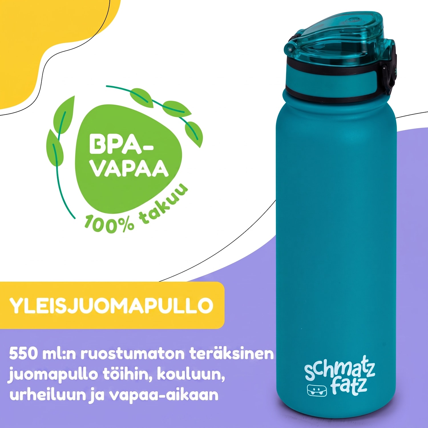 schmatzfatz-termosjuomapullo lapsille 550 ml ruostumaton teräs | ABS | BPA-vapaa 550 ml | Petroolinsininen
