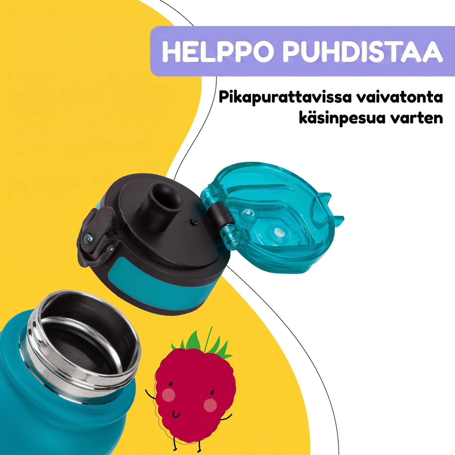 schmatzfatz-termosjuomapullo lapsille 550 ml ruostumaton teräs | ABS | BPA-vapaa 550 ml | Petroolinsininen