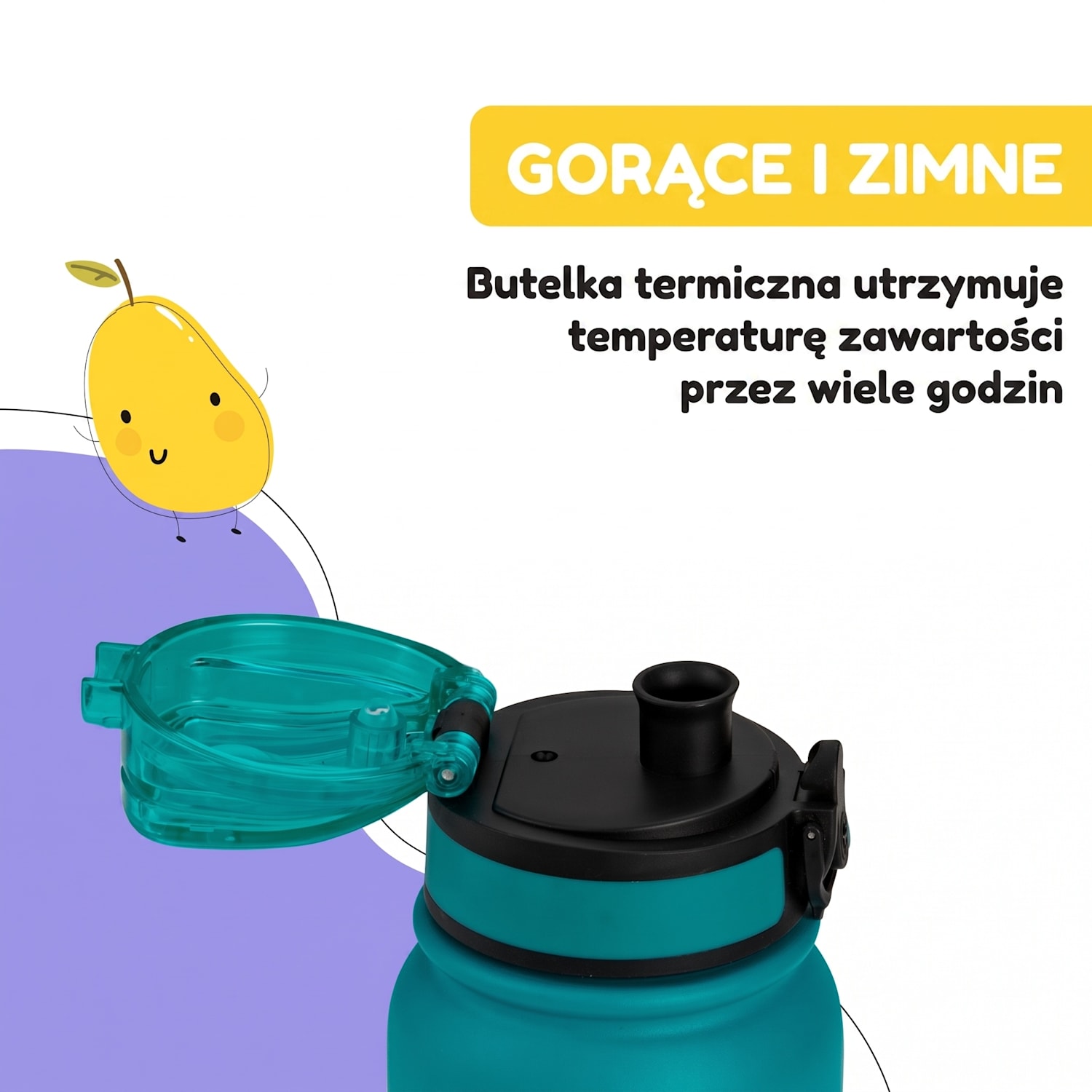 Wakaba, termos 550 ml ze stali nierdzewnej, tworzywo Tritan, bez BPA 550 ml | Benzyna Niebieski