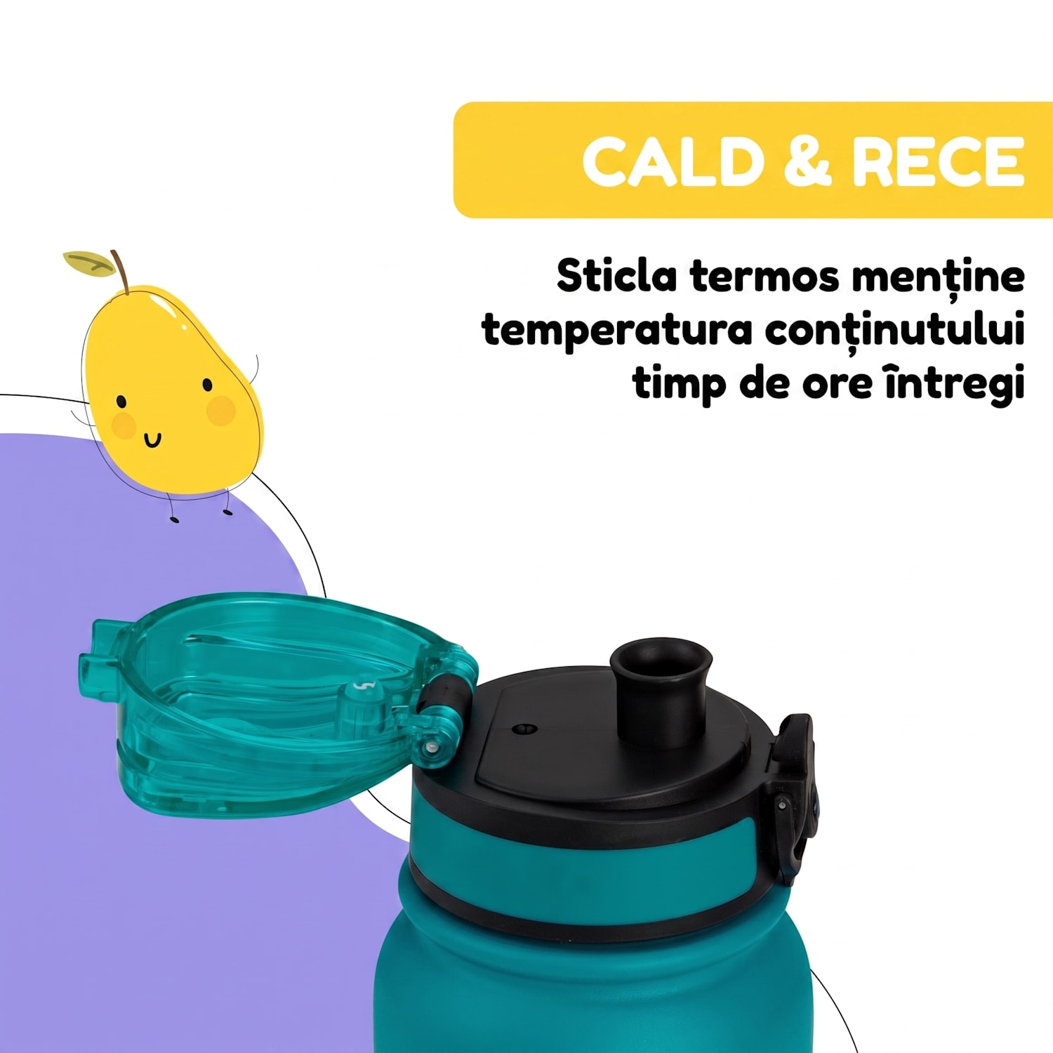 Wakaba Thermos 550 ml din oțel inoxidabil Tritan fără BPA 550 ml | Albastru Benzină