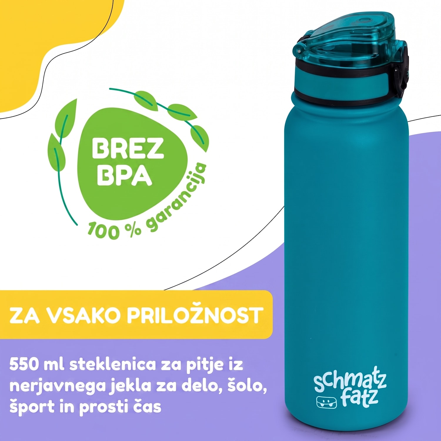 Wakaba Termos 550 ml iz nerjavečega jekla Tritan brez BPA 550 ml | Bencin Modra