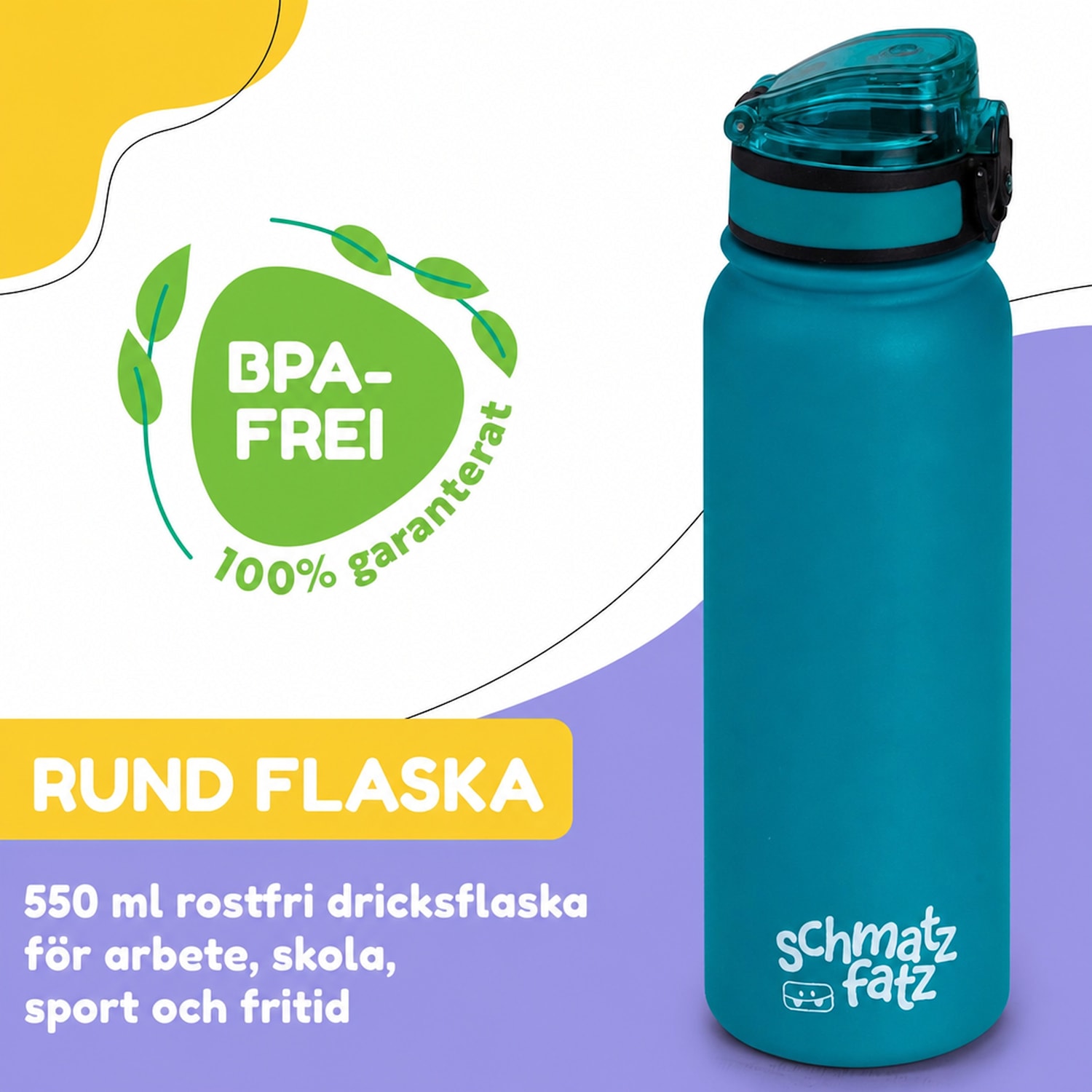 schmatzfatz barn isolerande drickflaska 550 ml rostfritt stål | ABS | BPA-fri 550 ml | Petrol