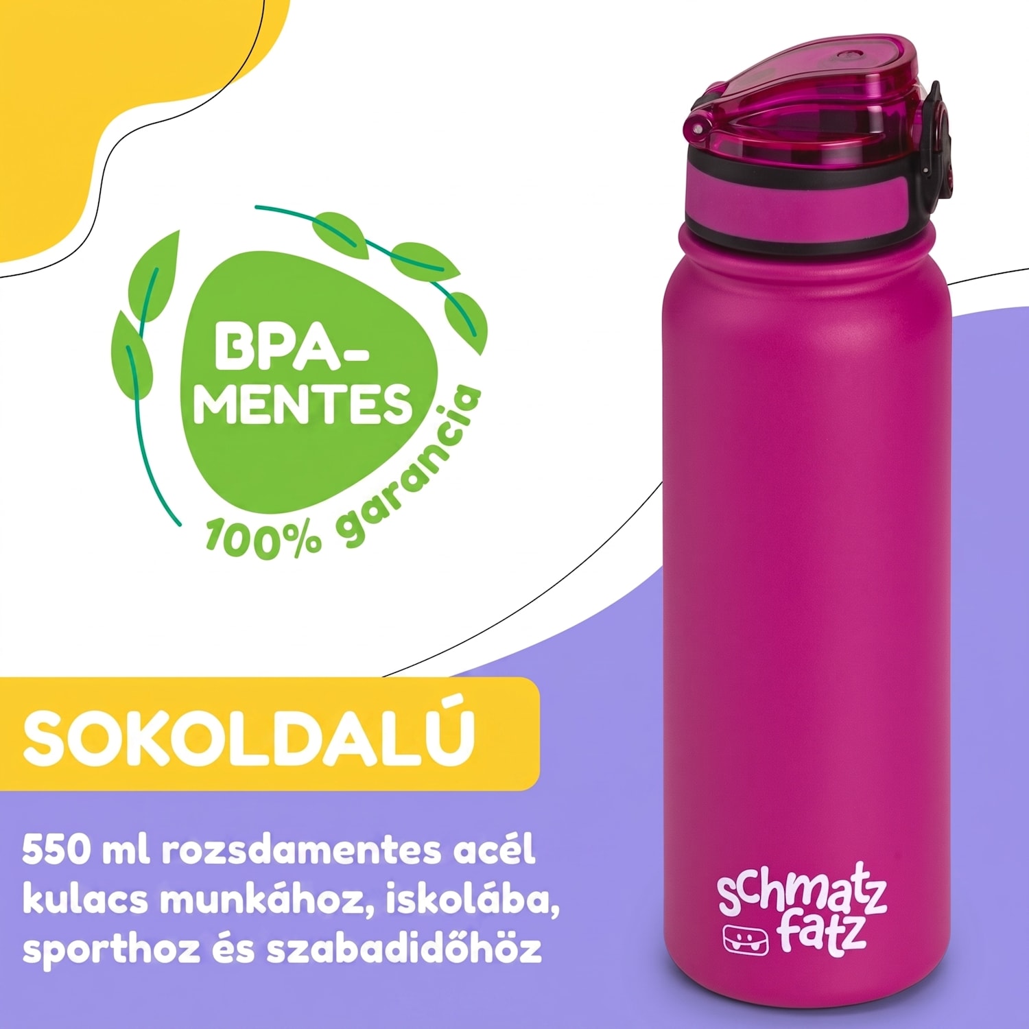 Wakaba termosz 550 ml rozsdamentes acél Tritan BPA-mentes 550 ml | Lila