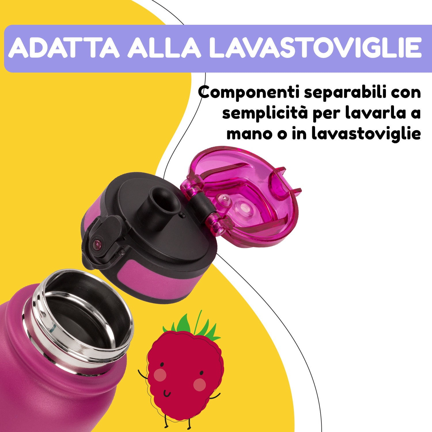 Wakaba - Borraccia termica da 550 ml, acciaio inox, Tritan senza BPA 