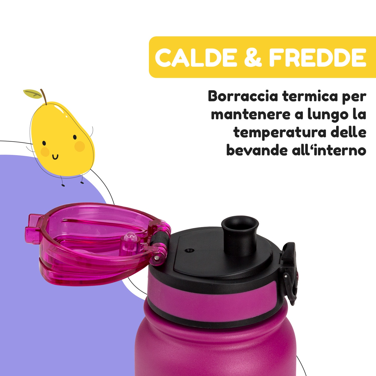 Wakaba - Borraccia termica da 550 ml, acciaio inox, Tritan senza BPA 