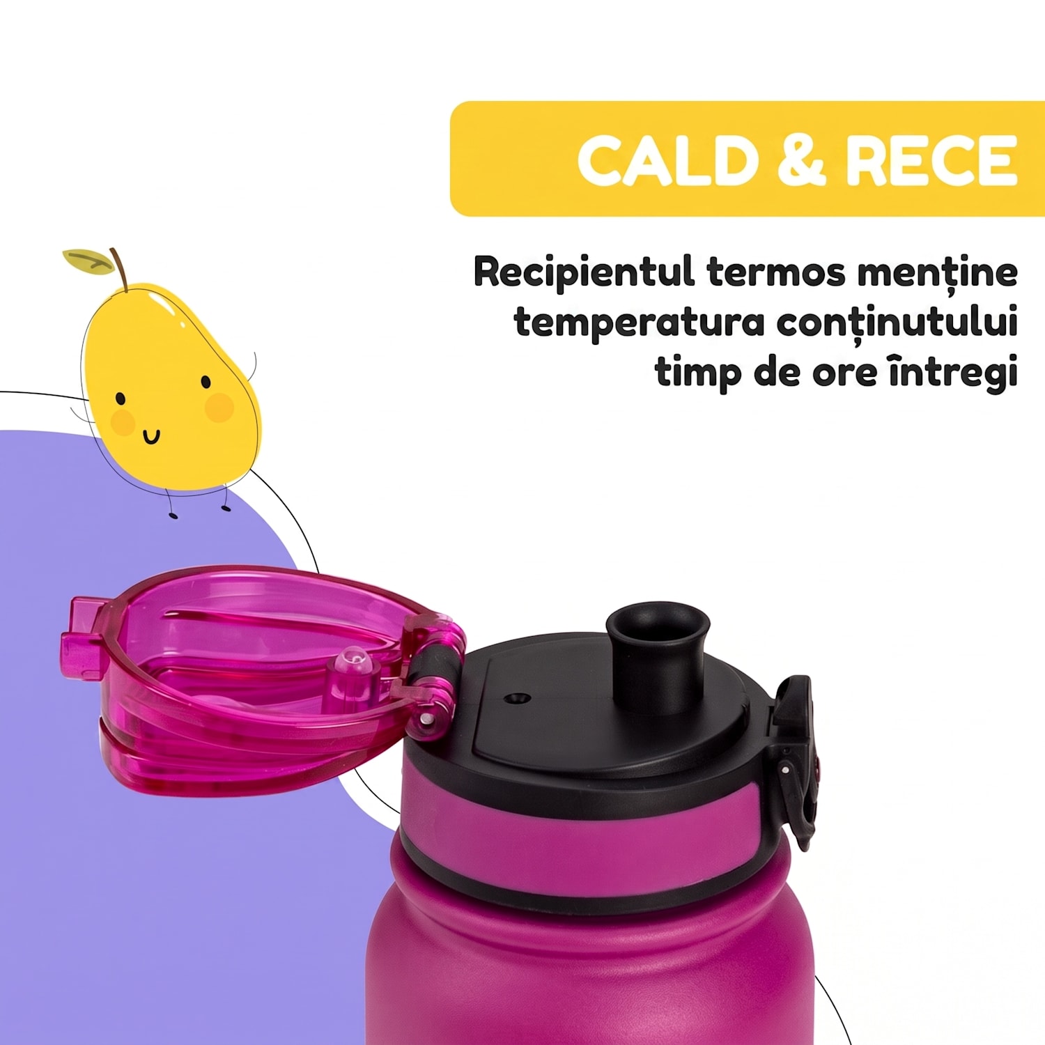 Wakaba Thermos 550 ml din oțel inoxidabil Tritan fără BPA 550 ml | Mov