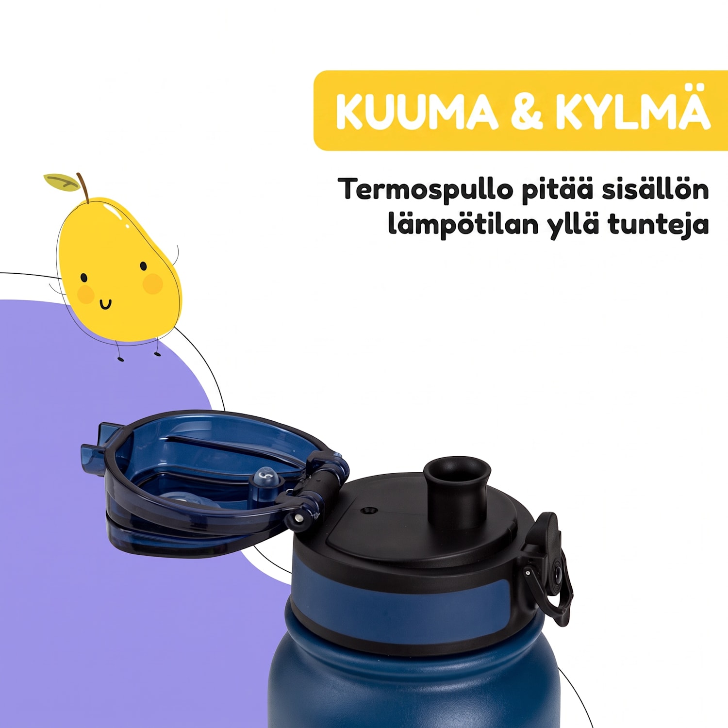 schmatzfatz-termosjuomapullo lapsille 550 ml ruostumaton teräs | ABS | BPA-vapaa 550 ml | Navy Space