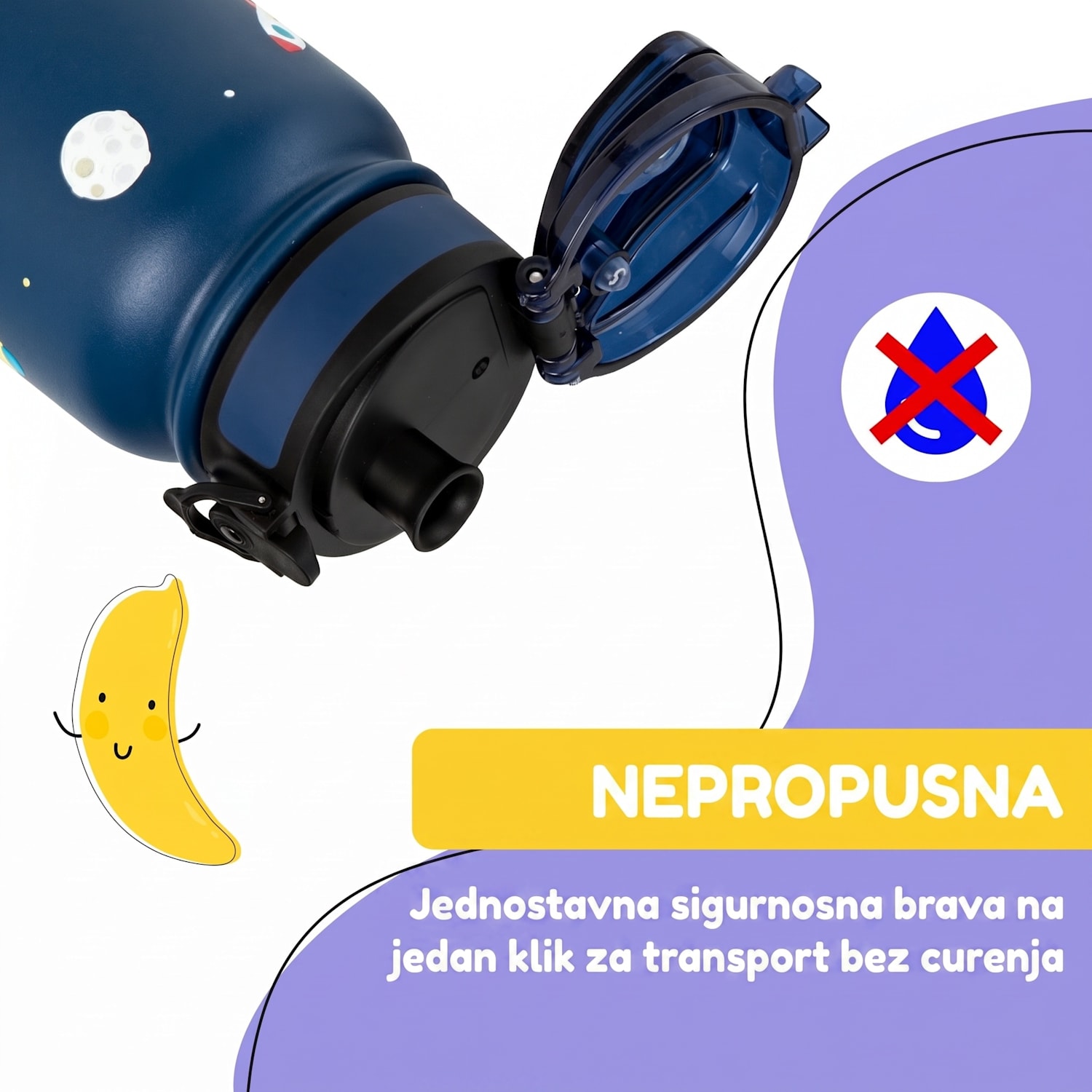 Wakaba termos 550 ml izrađen od nehrđajućeg čelika Tritan BPA-Free 550 ml | Navy Space
