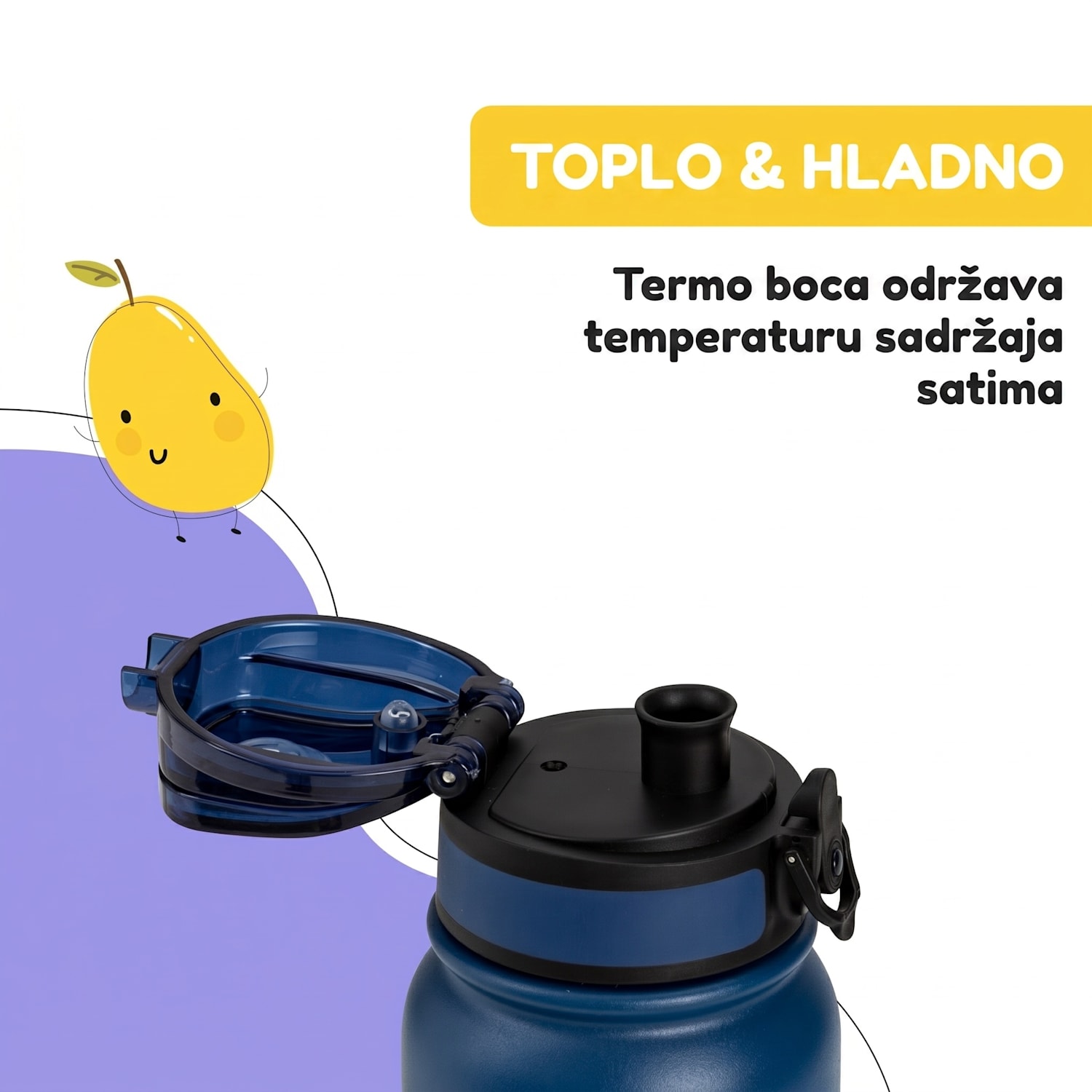 Wakaba termos 550 ml izrađen od nehrđajućeg čelika Tritan BPA-Free 550 ml | Navy Space