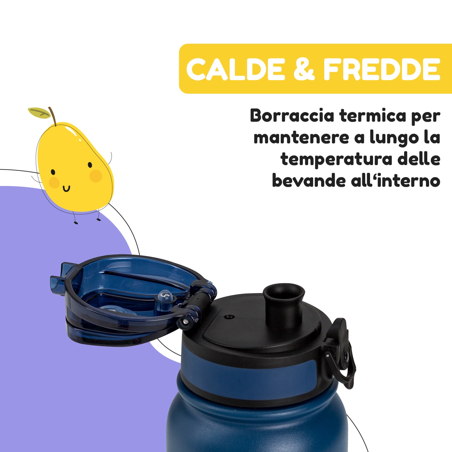Wakaba - Borraccia termica da 550 ml, acciaio inox, Tritan senza BPA 550 ml | Navy Space