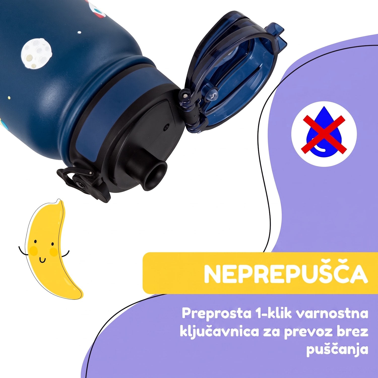 Wakaba Termos 550 ml iz nerjavečega jekla Tritan brez BPA 550 ml | Navy Space