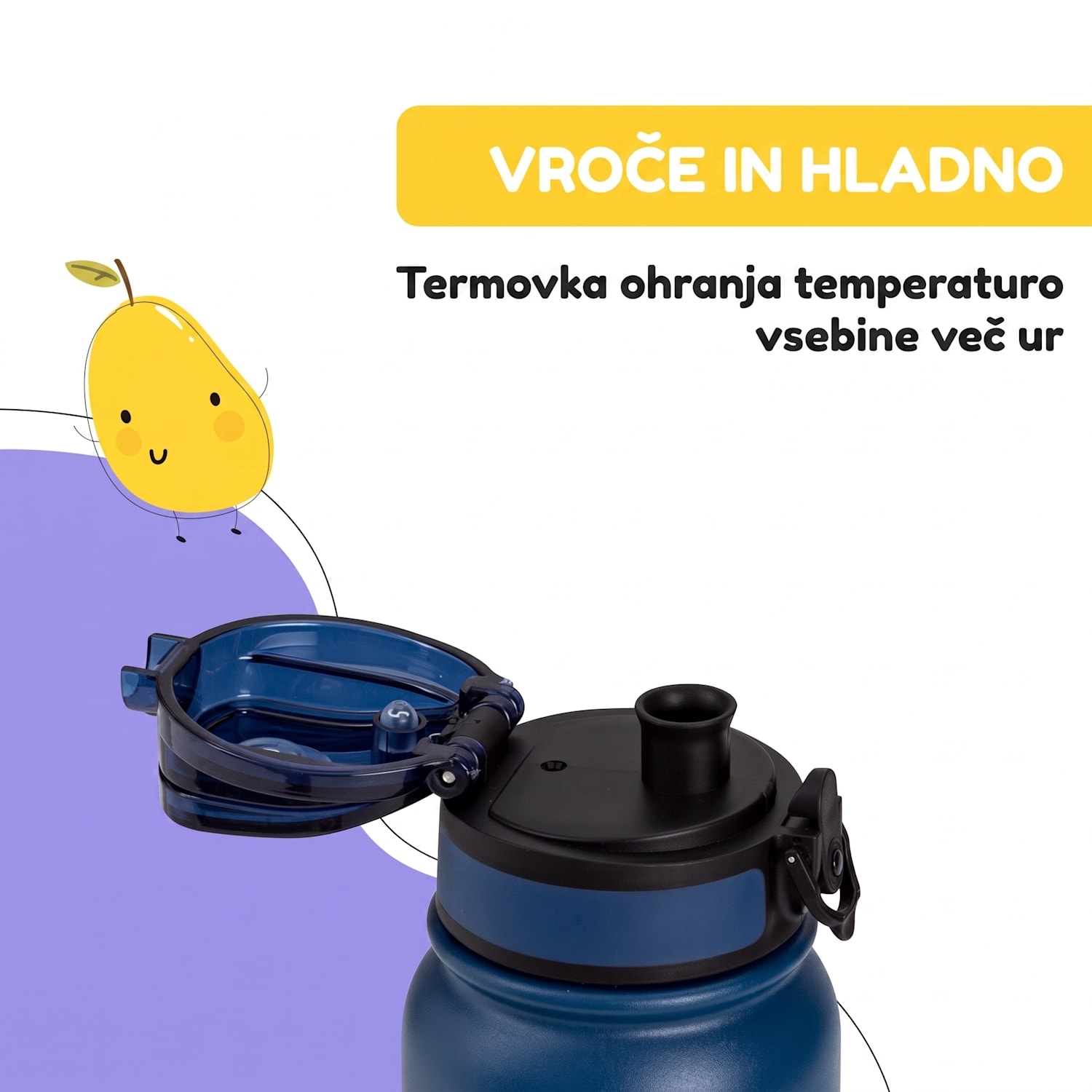 Wakaba Termos 550 ml iz nerjavečega jekla Tritan brez BPA 550 ml | Navy Space