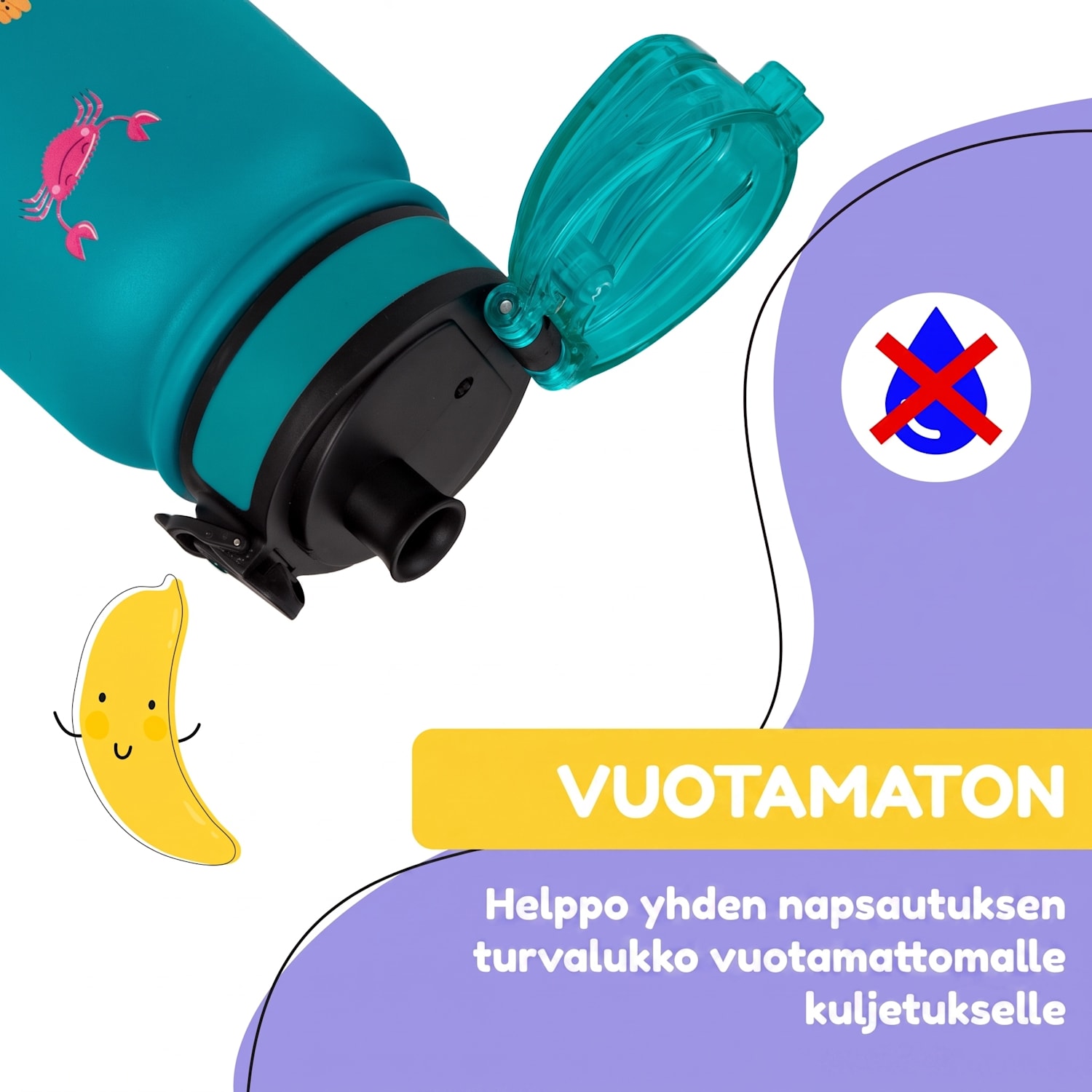 schmatzfatz-termosjuomapullo lapsille 550 ml ruostumaton teräs | ABS | BPA-vapaa 550 ml | Petrol Sea