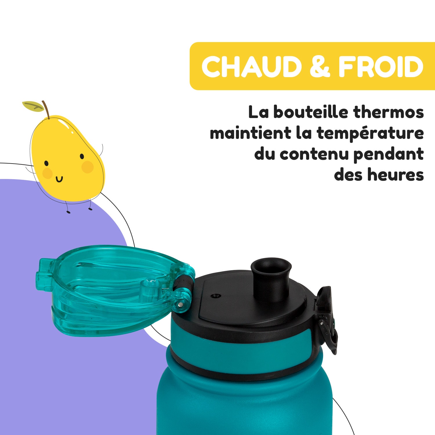 Wakaba Thermosfles 550 ml edelstaal Tritan zonder BPA 