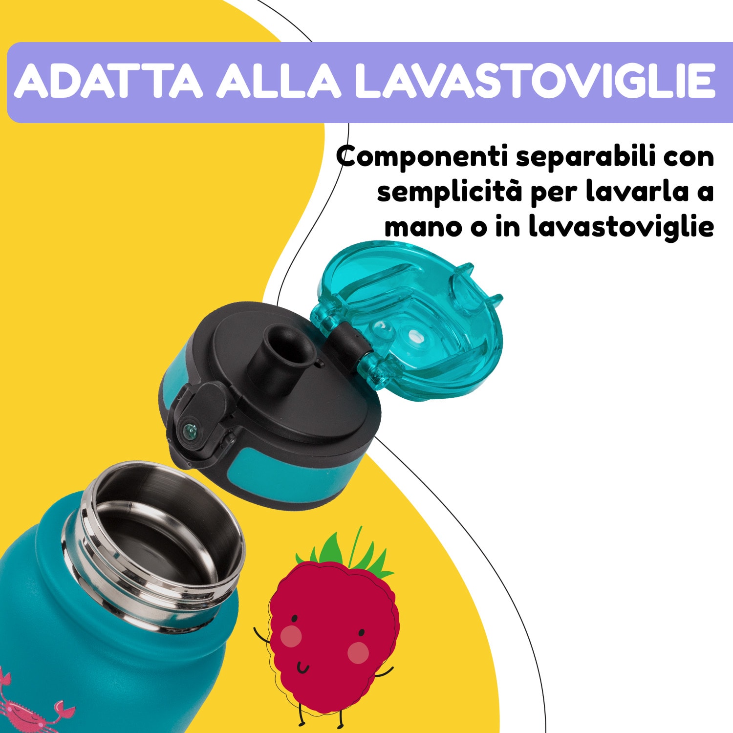 Wakaba - Borraccia termica da 550 ml, acciaio inox, Tritan senza BPA 550 ml | Petrol Sea