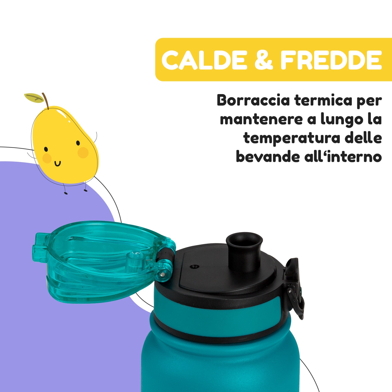 Wakaba - Borraccia termica da 550 ml, acciaio inox, Tritan senza BPA 550 ml | Petrol Sea