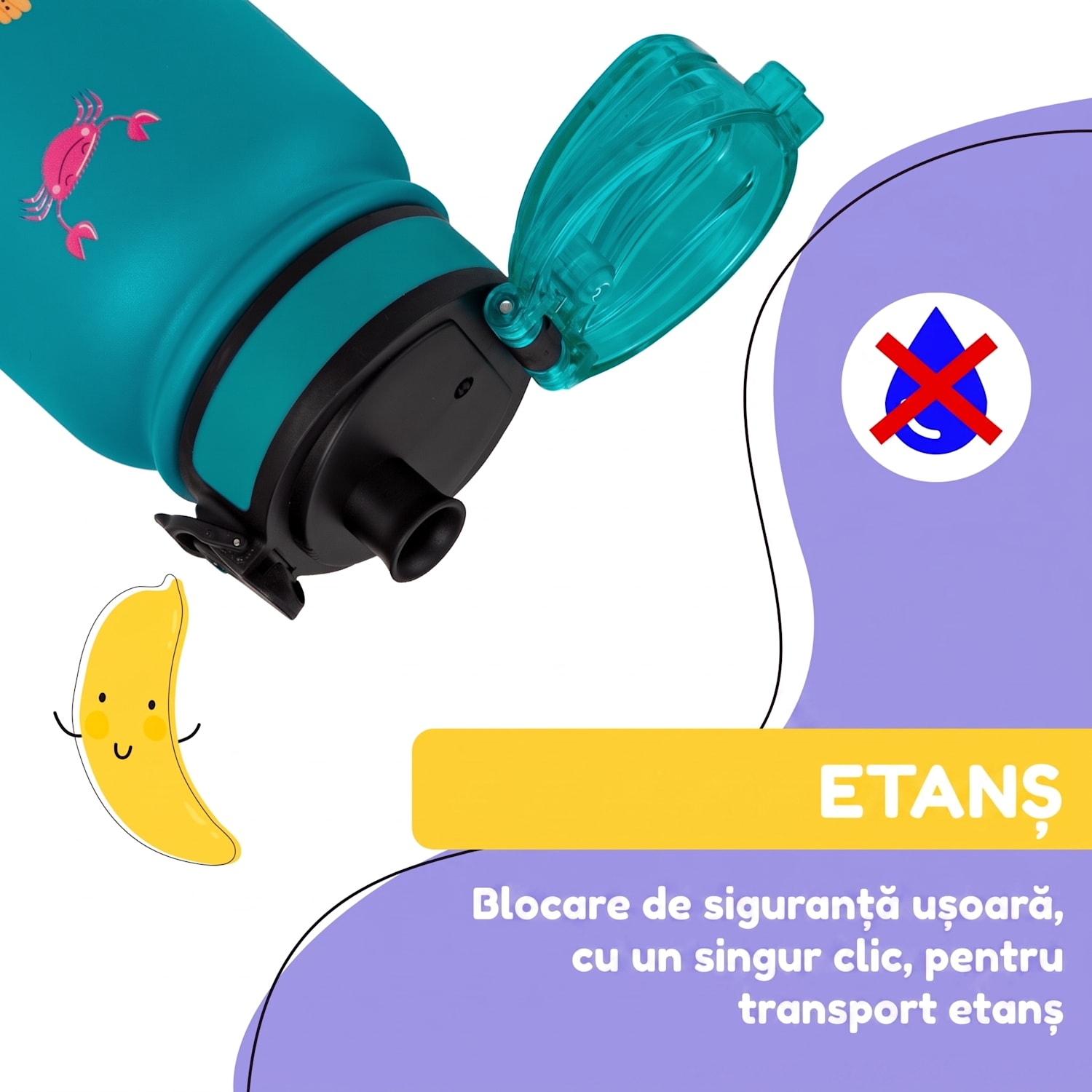 Wakaba Thermos 550 ml din oțel inoxidabil Tritan fără BPA 550 ml | Petrol Sea