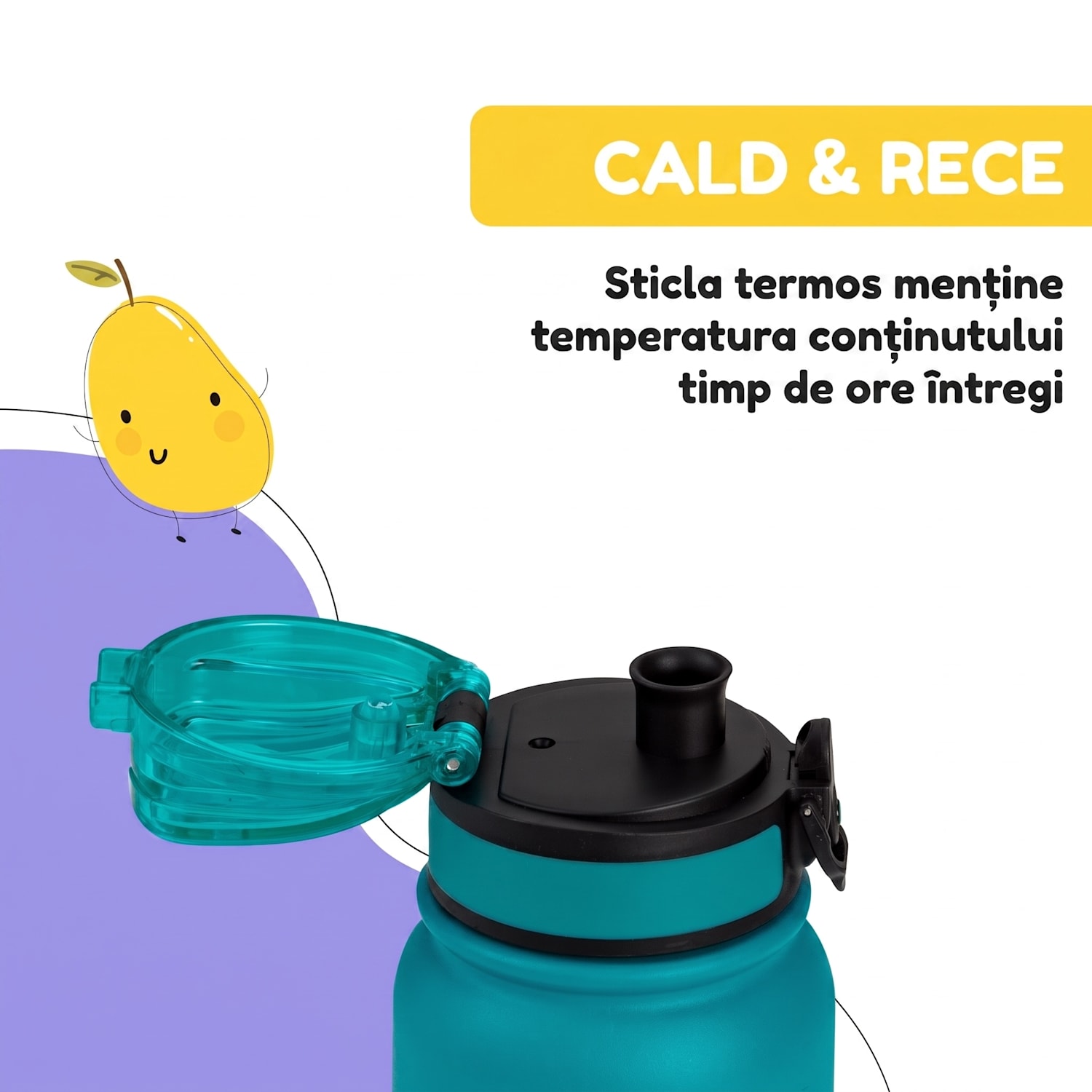 Wakaba Thermos 550 ml din oțel inoxidabil Tritan fără BPA 550 ml | Petrol Sea