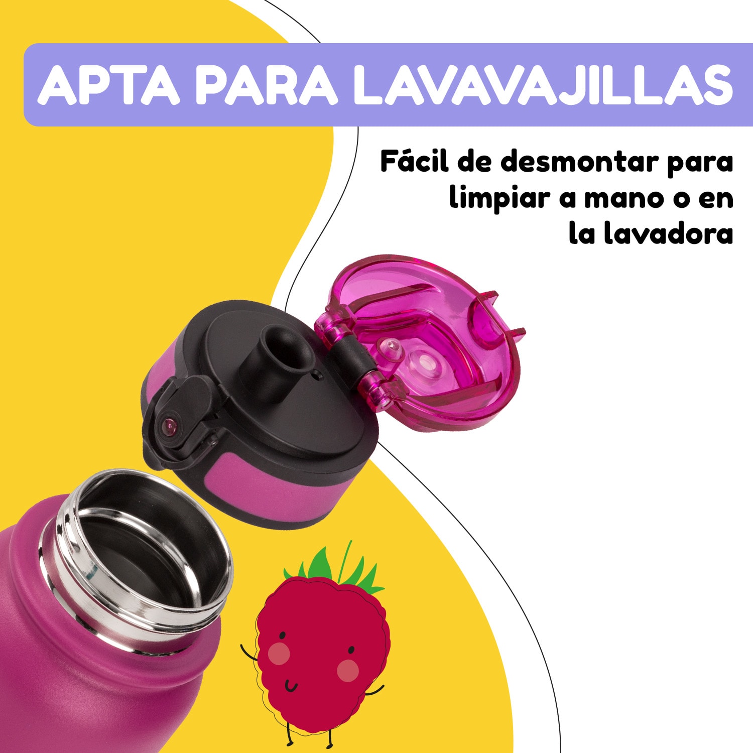 Termo Wakaba 550 ml acero inoxidable Tritan sin BPA 