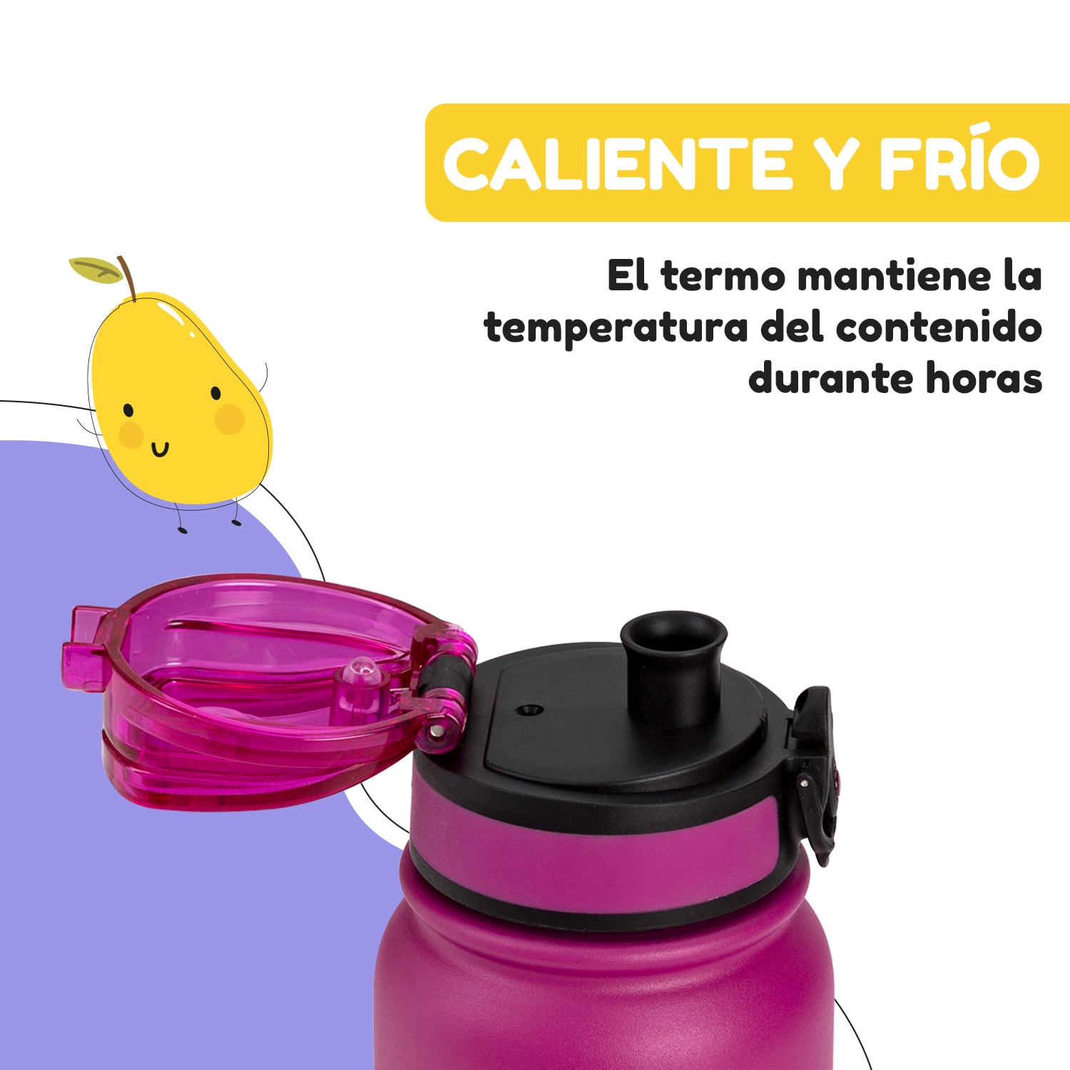 Termo Wakaba 550 ml acero inoxidable Tritan sin BPA 