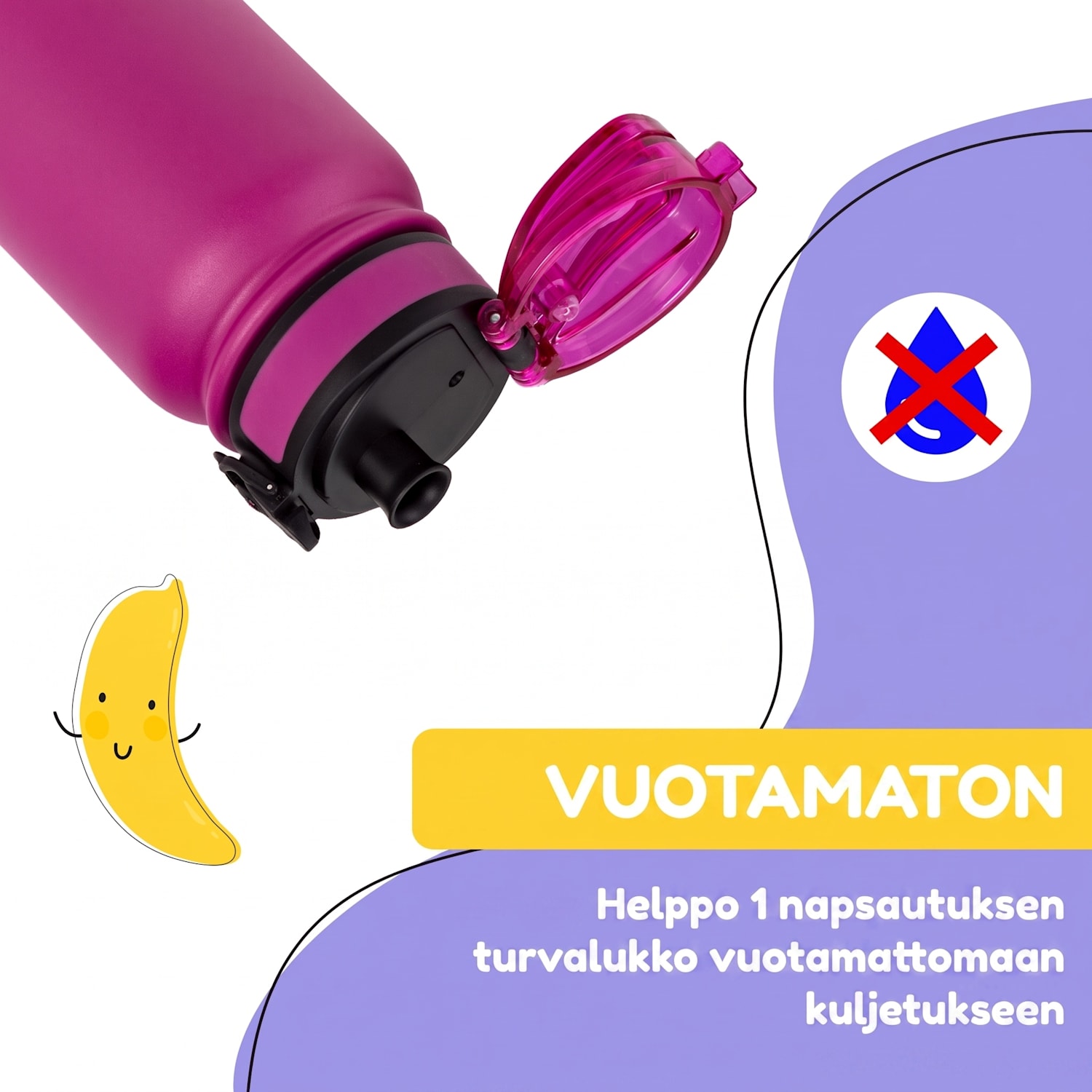 schmatzfatz-termosjuomapullo lapsille 550 ml ruostumaton teräs | ABS | BPA-vapaa 550 ml | Purple Sun