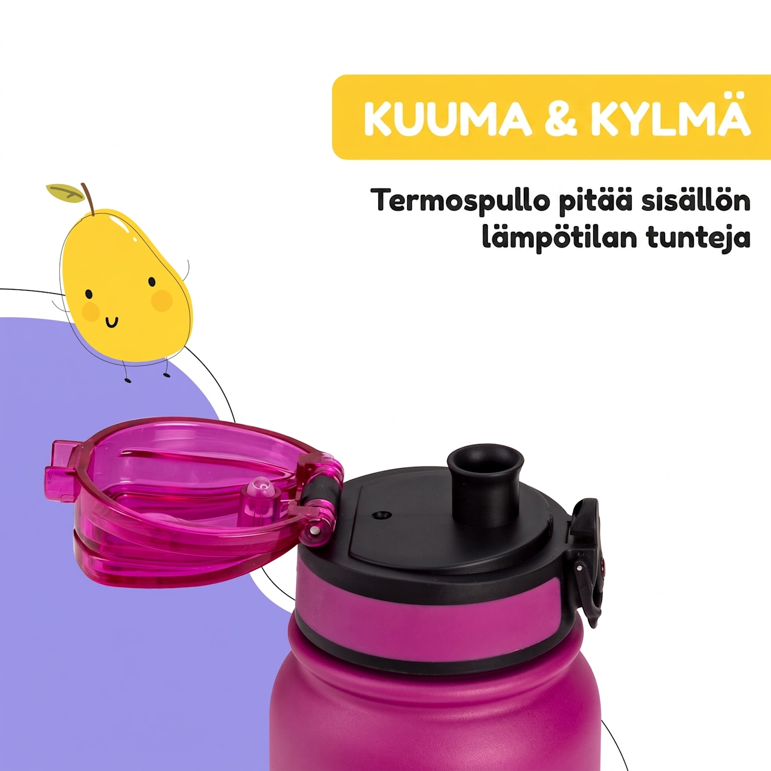 schmatzfatz-termosjuomapullo lapsille 550 ml ruostumaton teräs | ABS | BPA-vapaa 550 ml | Purple Sun