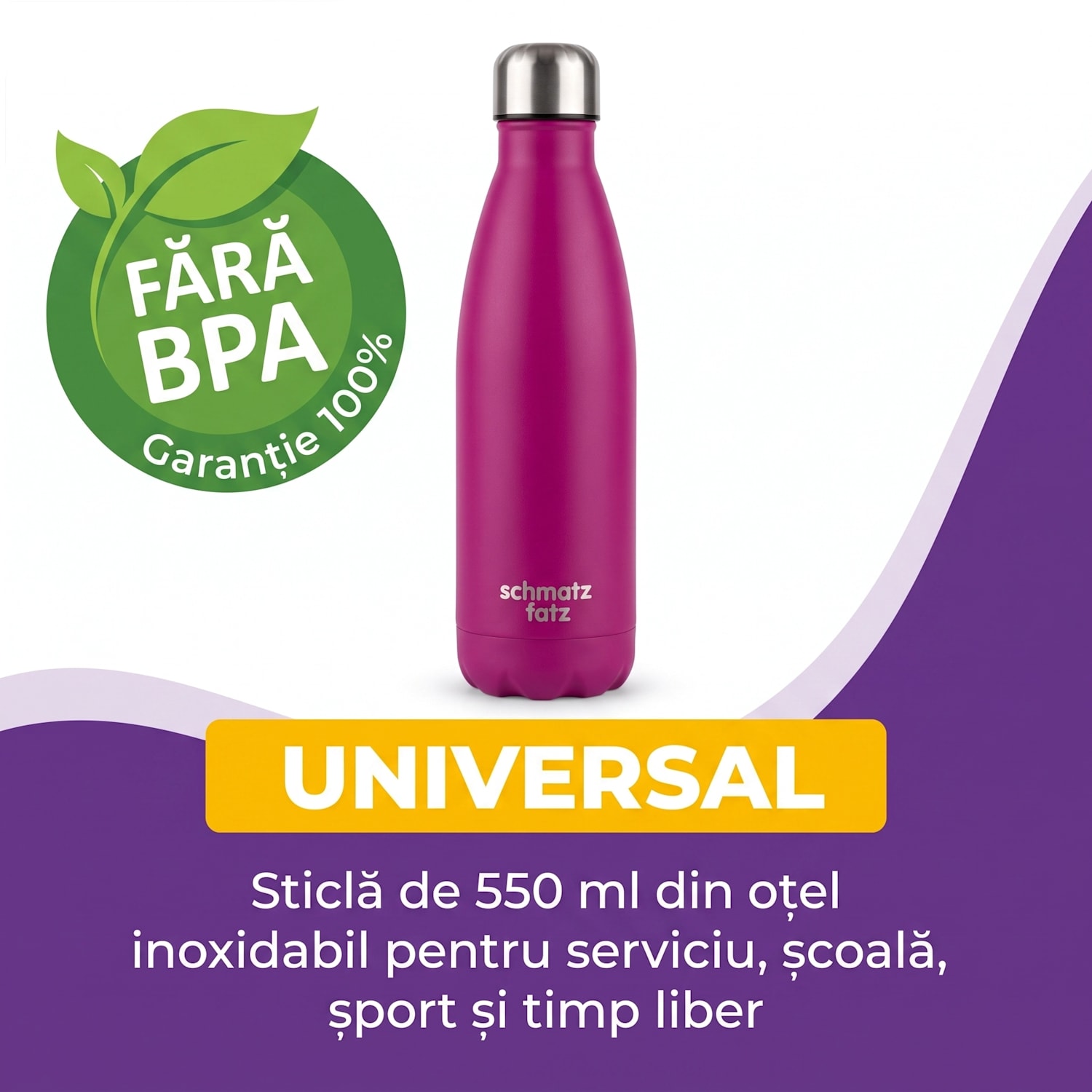 Wakaba Thermos 550 ml din oțel inoxidabil Tritan fără BPA 550 ml | Purple Sun
