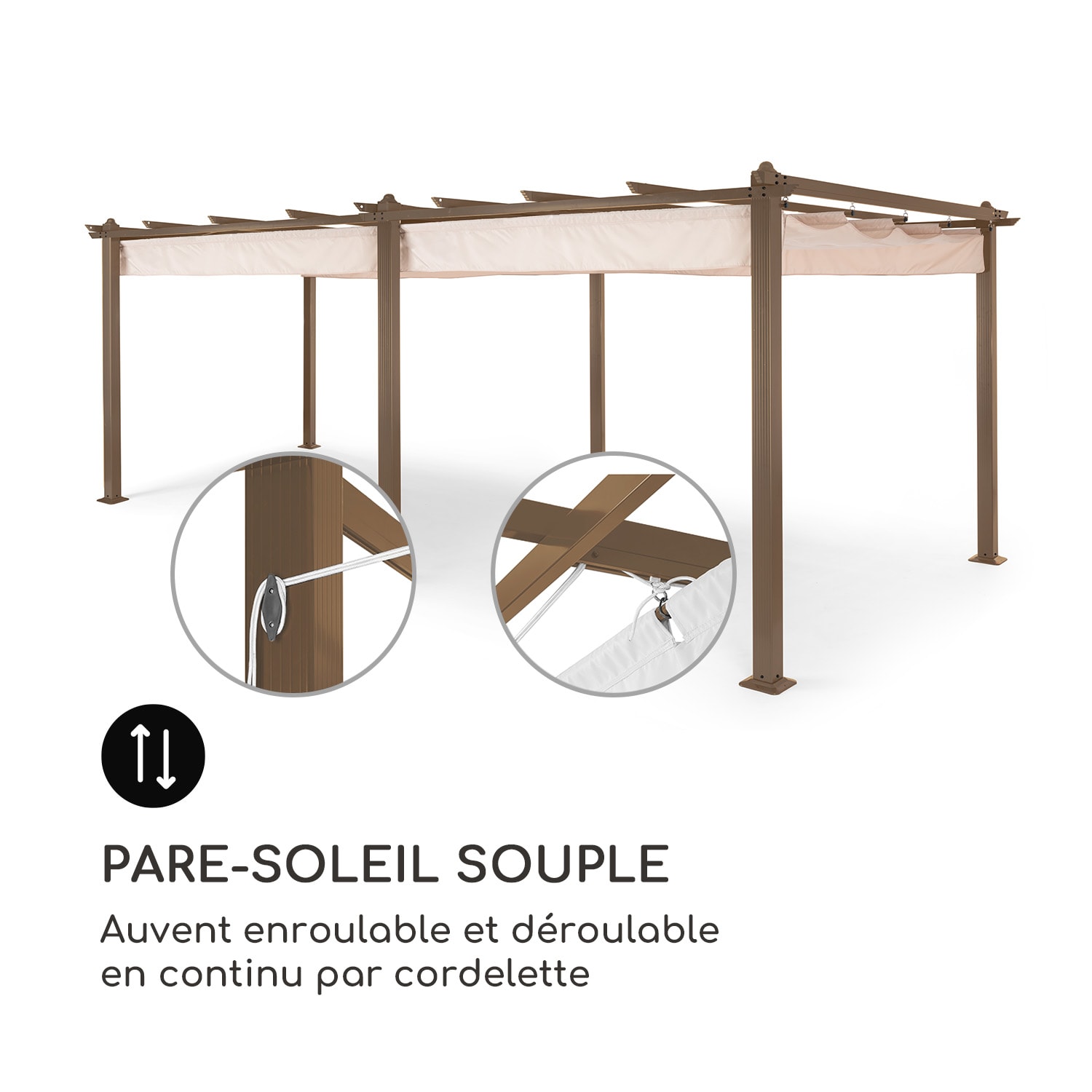 Pantheon Rust Pergola   tube carré en aluminium 3x6 m 4 poteaux d'angle hydrofuge 3 x 6 m | Beige