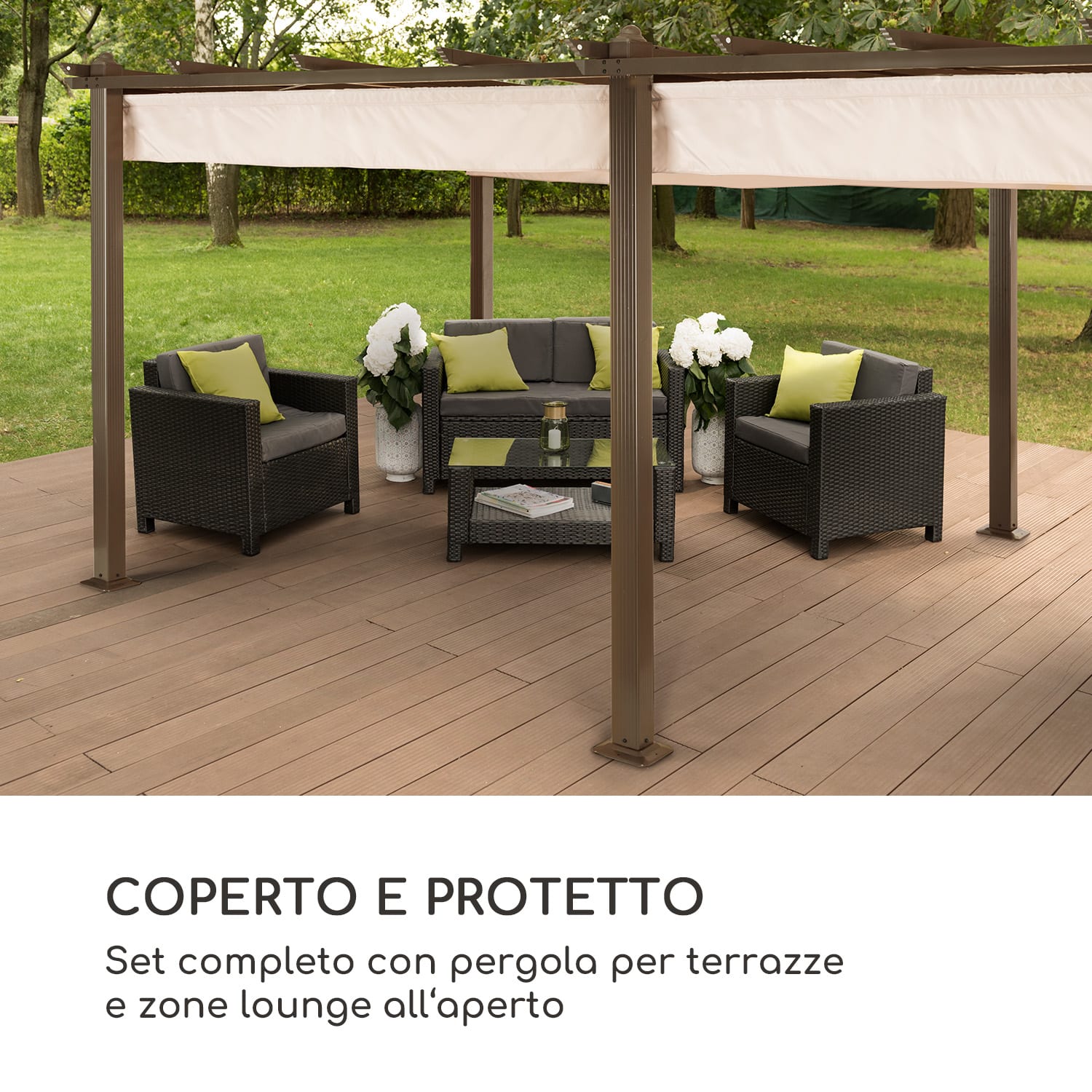Pantheon Rust, Gazebo, tubi di alluminio, 3x6 m, 4 paletti, idrorepellente 3 x 6 m | Bege