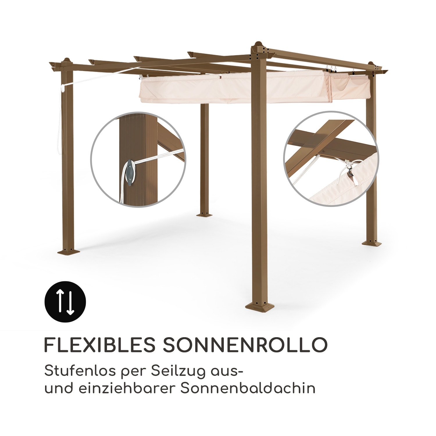 Pantheon Rust Pergola Aluminium 3x3m 6 Eckpfosten wasserabweisend 3 x 3 m | Beige
