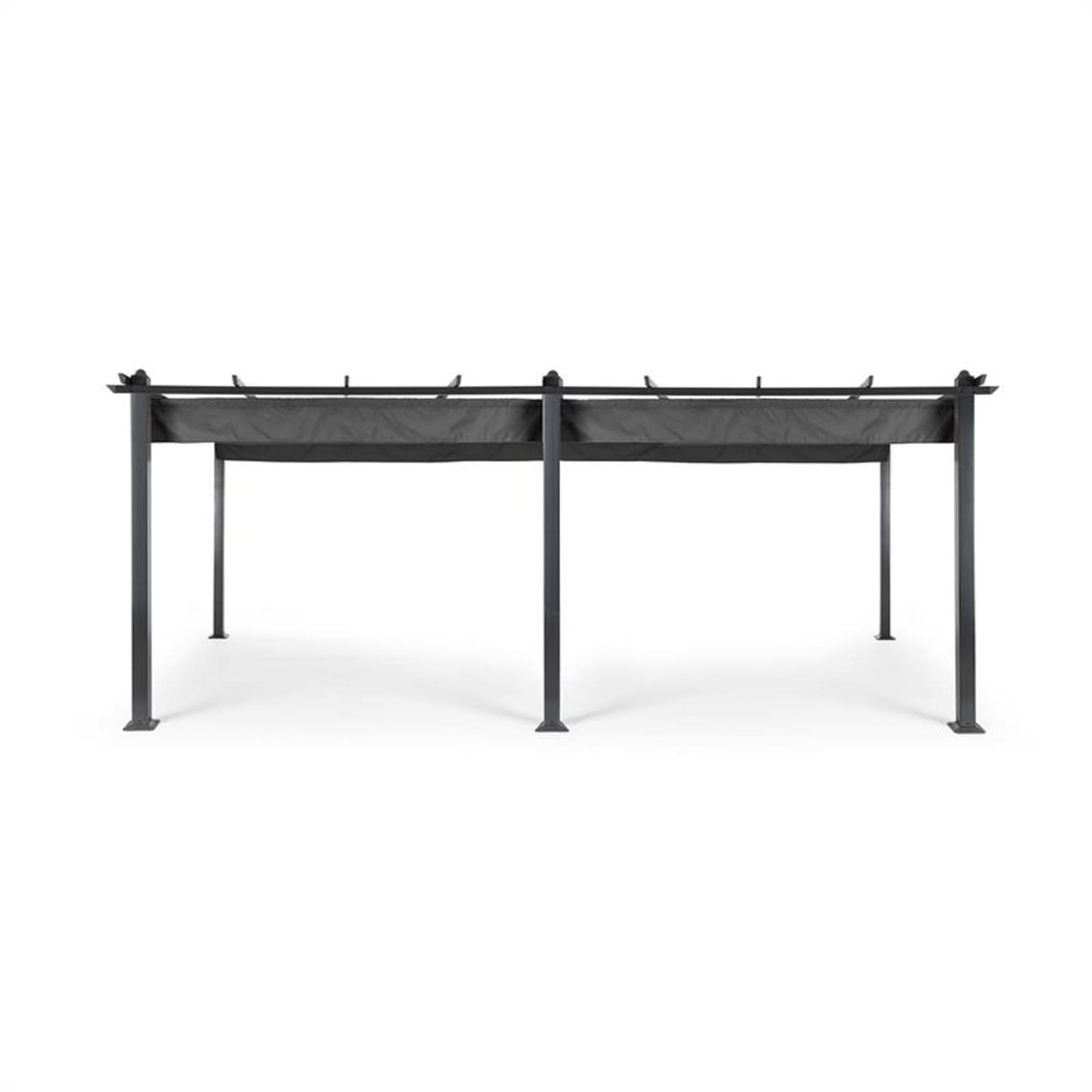 Pantheon, altana ogrodowa, pawilon, 3 × 6 m, aluminium, dach przeciwsłoneczny, poliester 3 x 6 m | Czarny | Szary
