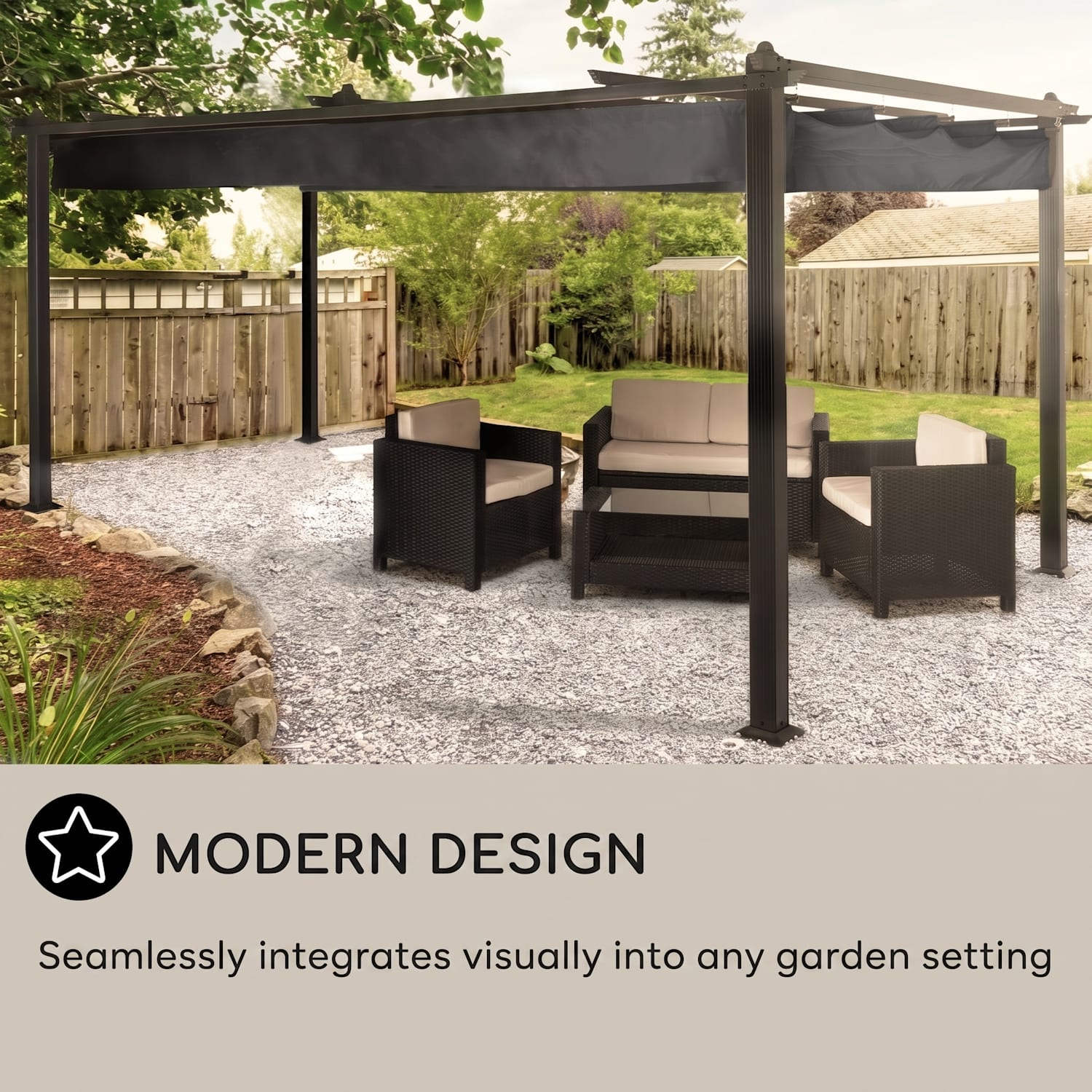Pantheon 3x4 Dossel Pergola 3x4m Alumínio Toldo Poliéster Cinza 3 x 4 m | Preto | Cinzento